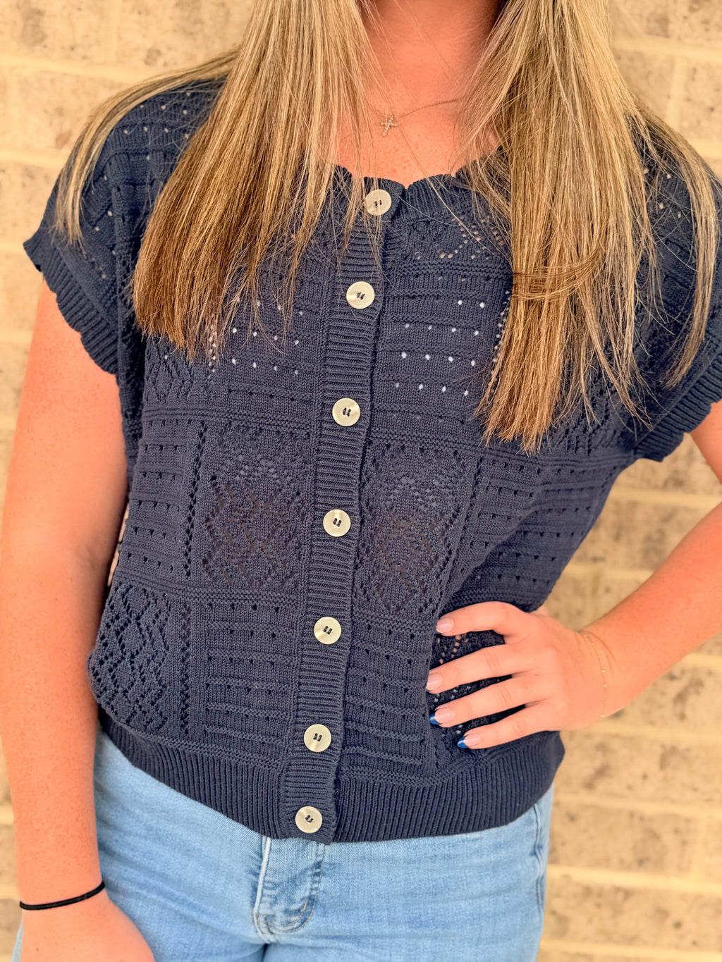 Jackson Scallop Trim Cardigan