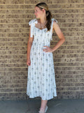 Fallon Floral Striped Midi Dress