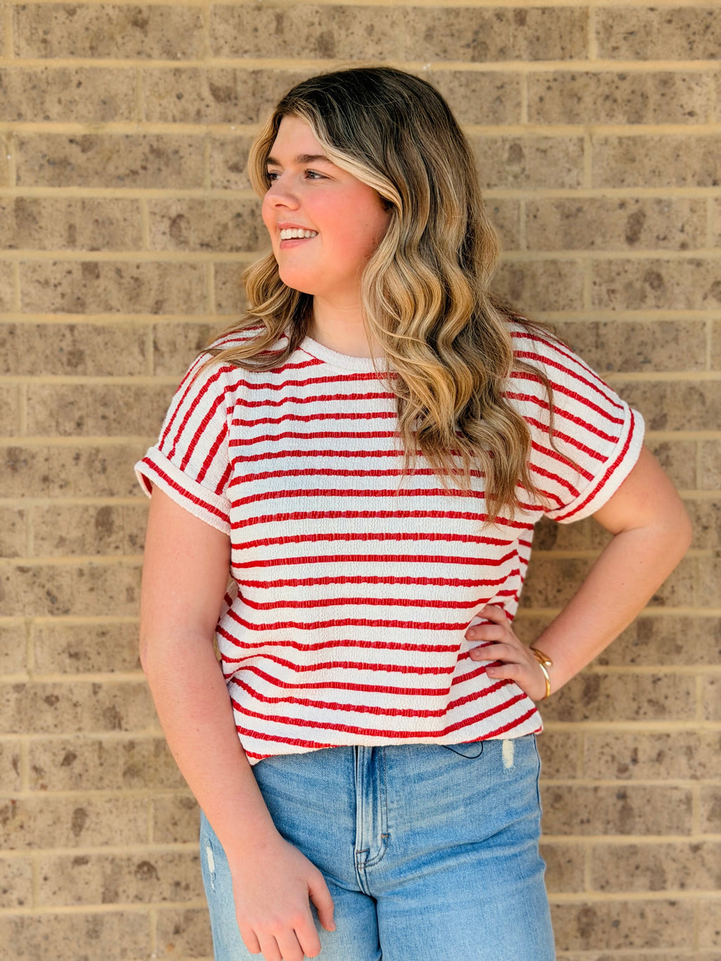 Annabelle Textured Stripe Top