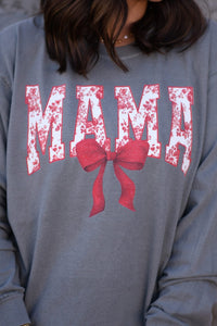 Mama Red Floral Bow