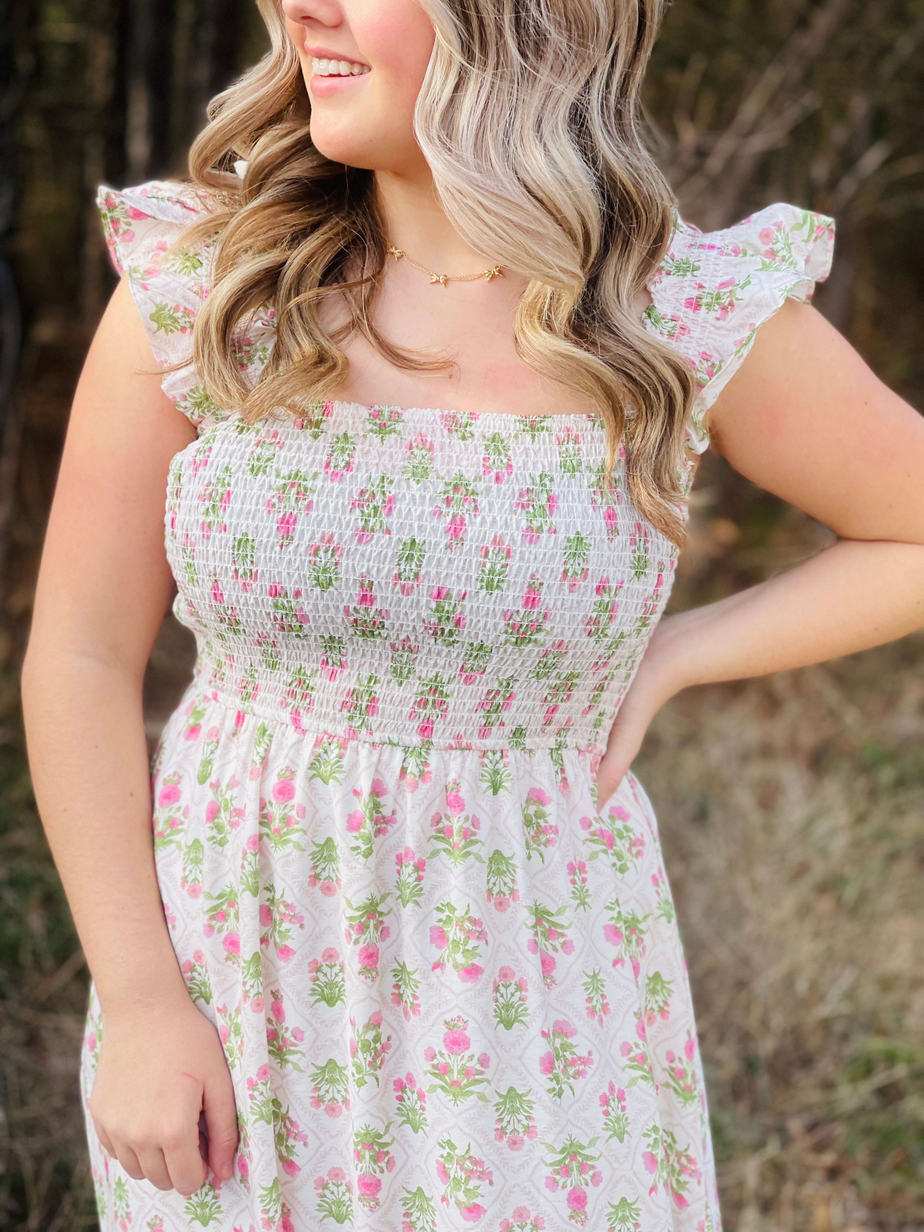 Mallory Floral Smocked Midi