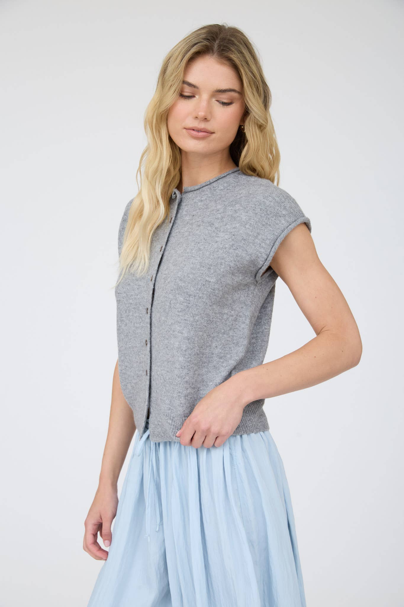 Lisa Raw Edge Sleeveless Cardigan