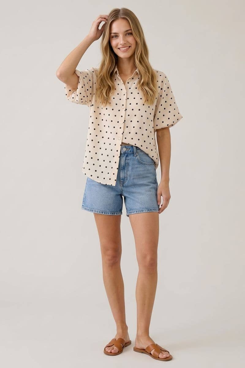 ERICA POLKA DOT BUBBLE SLEEVE BLOUSE