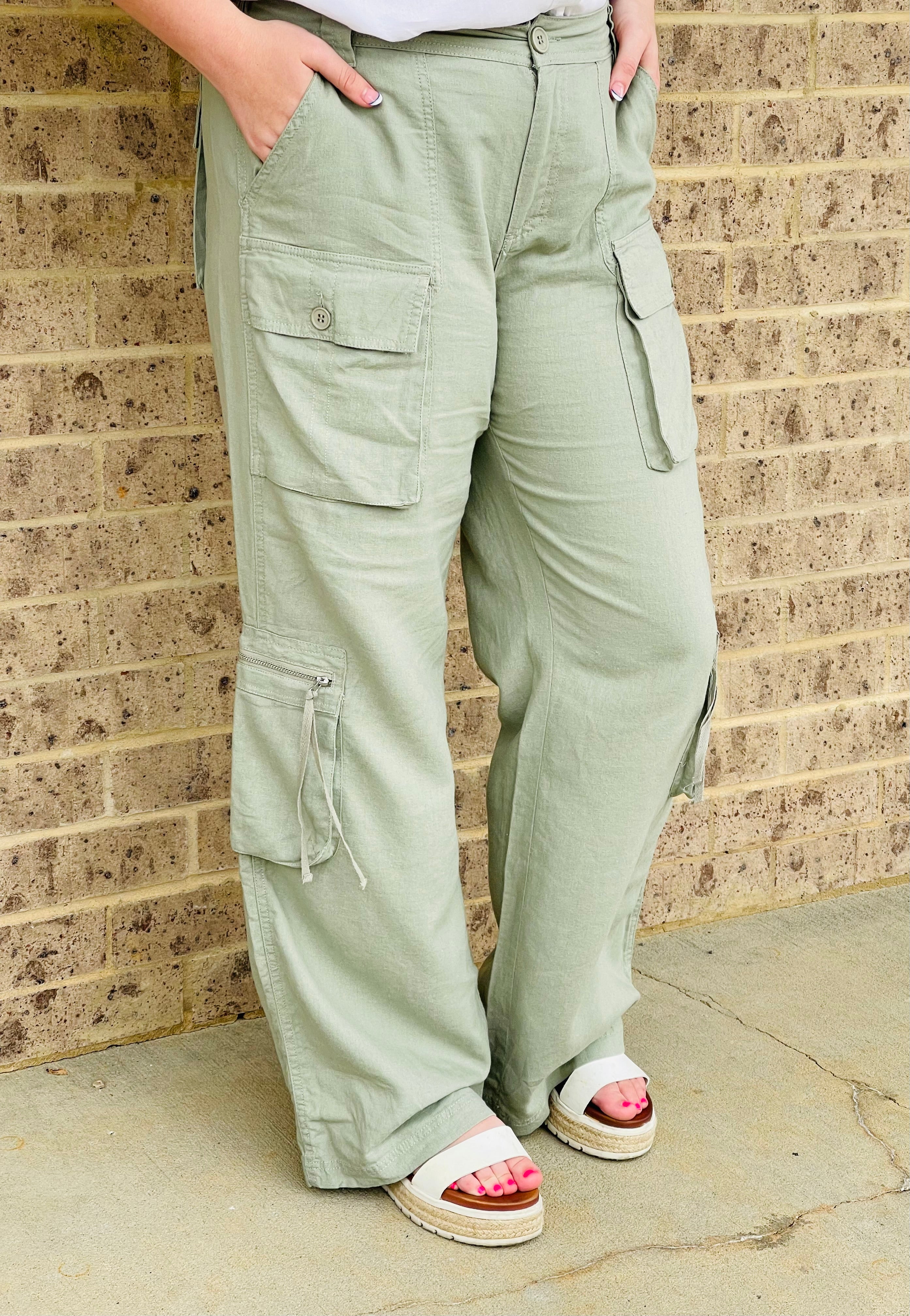 RISEN HIGH RISE STRAIGHT LINEN CARGO