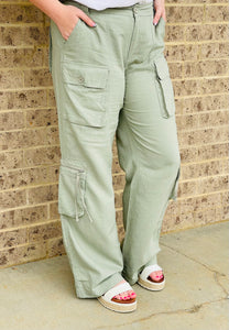 RISEN HIGH RISE STRAIGHT LINEN CARGO