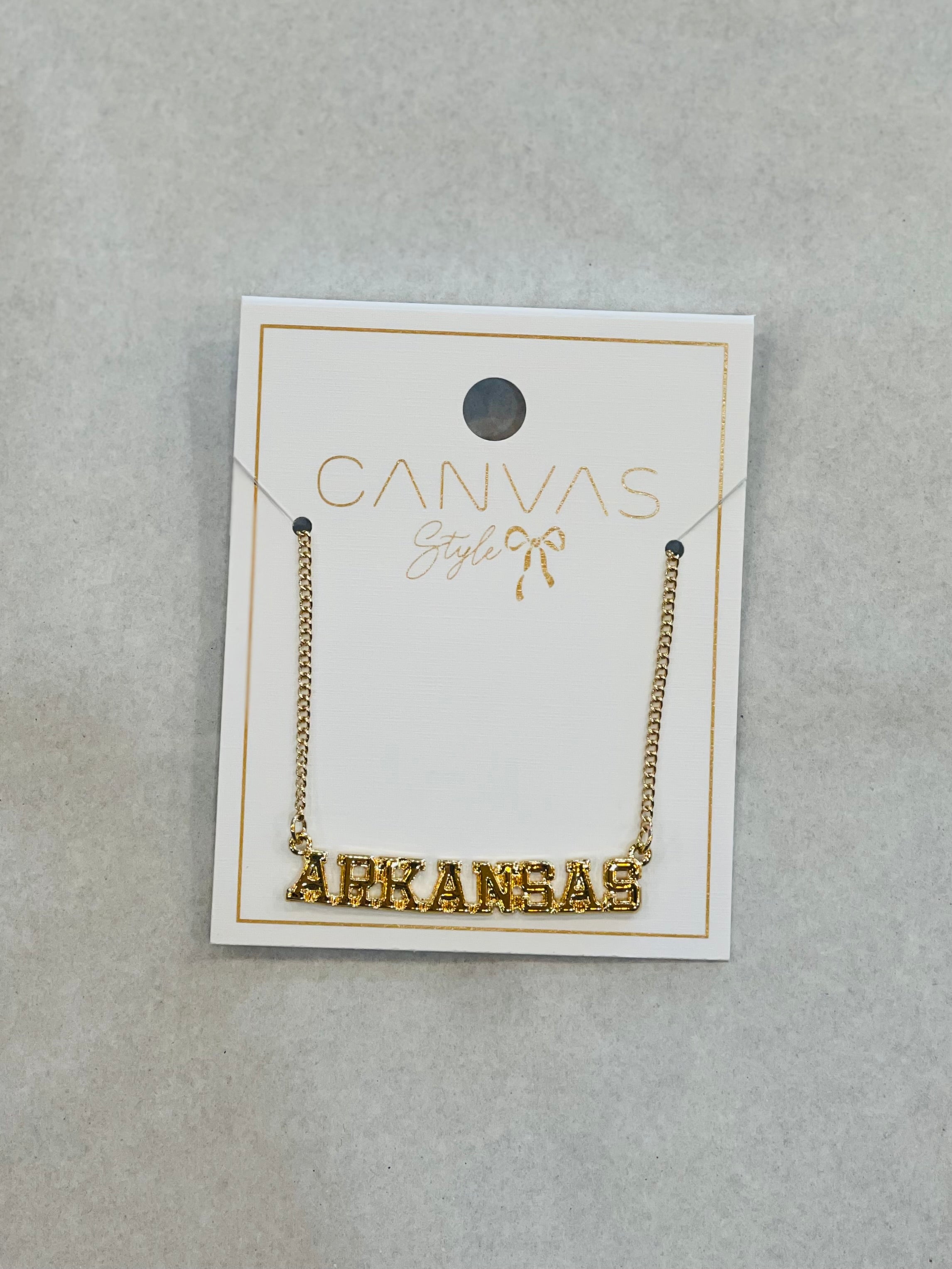 Arkansas Razorbacks Varsity Outline Necklace