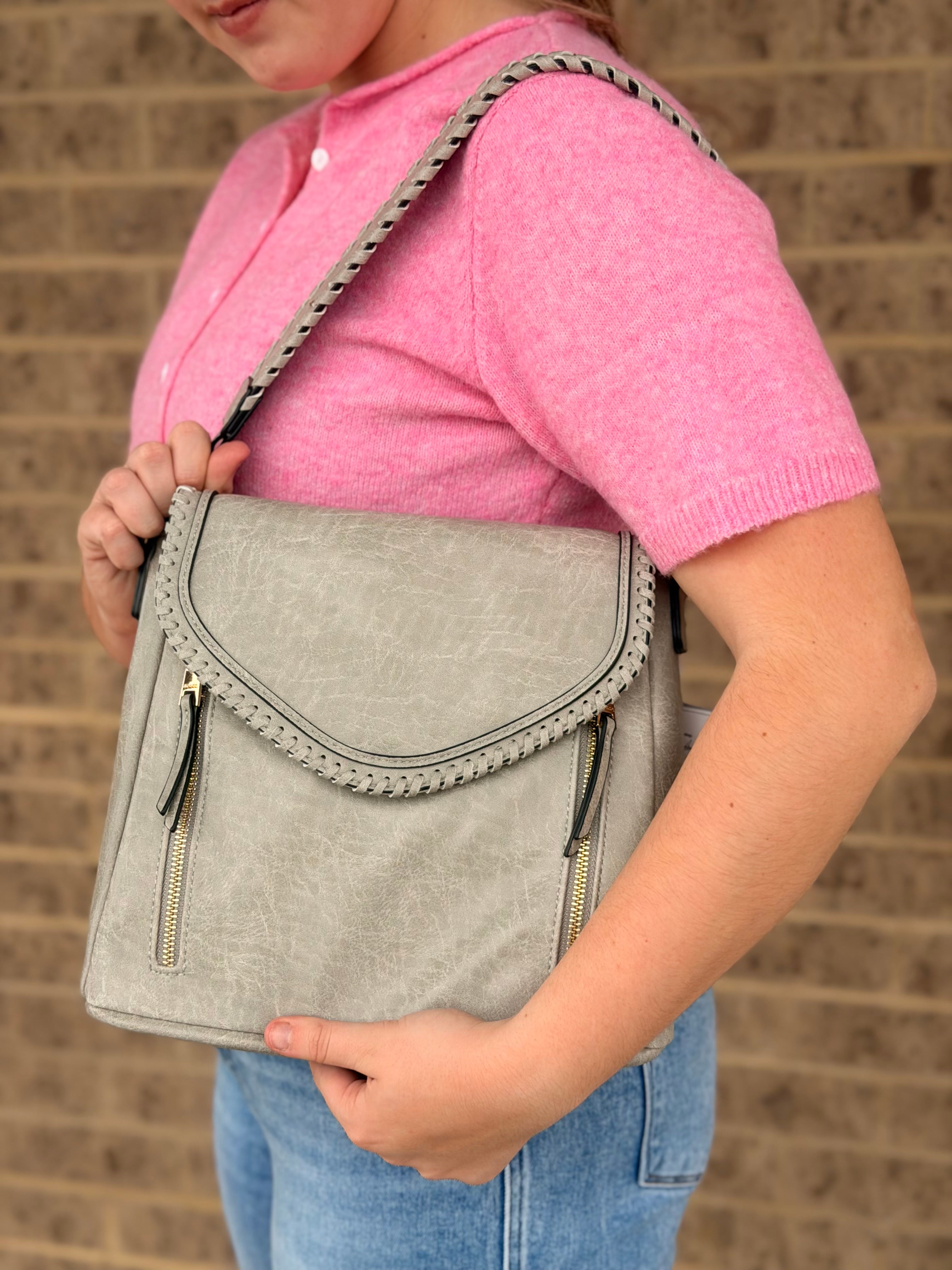 Lorelei Double Zip Whipstitch Trim Crossbody