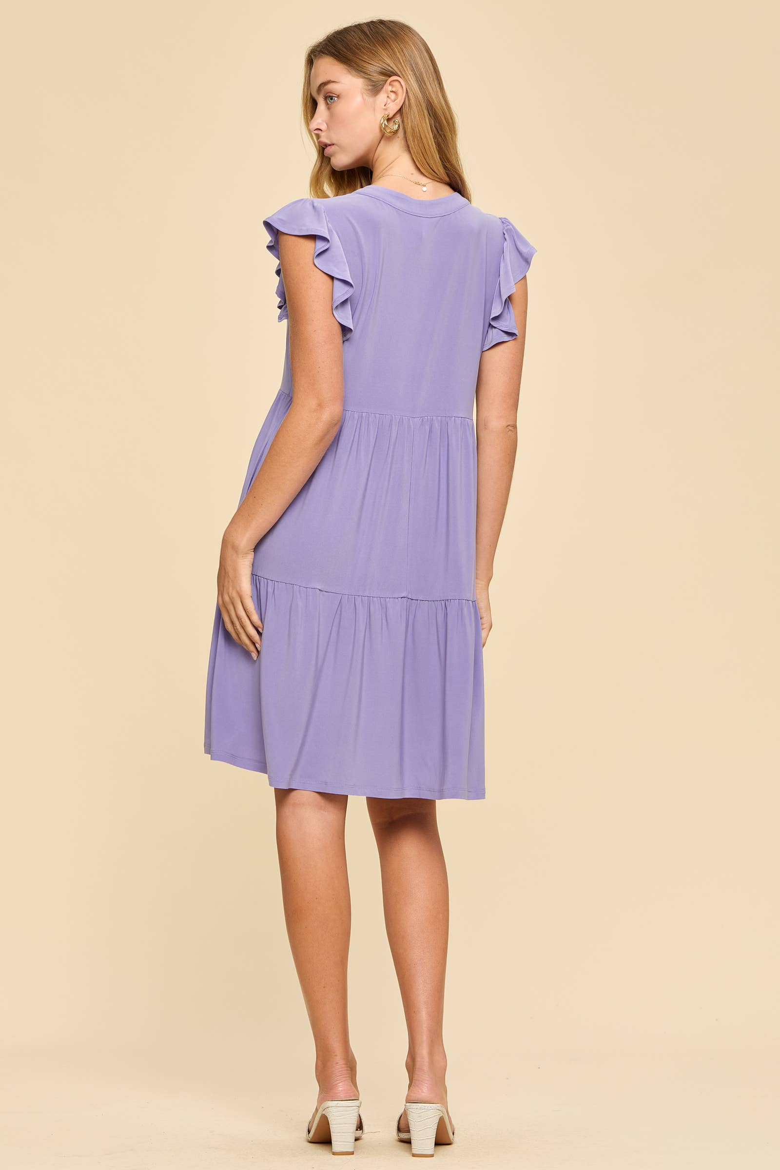 Brook Flutter Sleeve Tiered Forever Dress