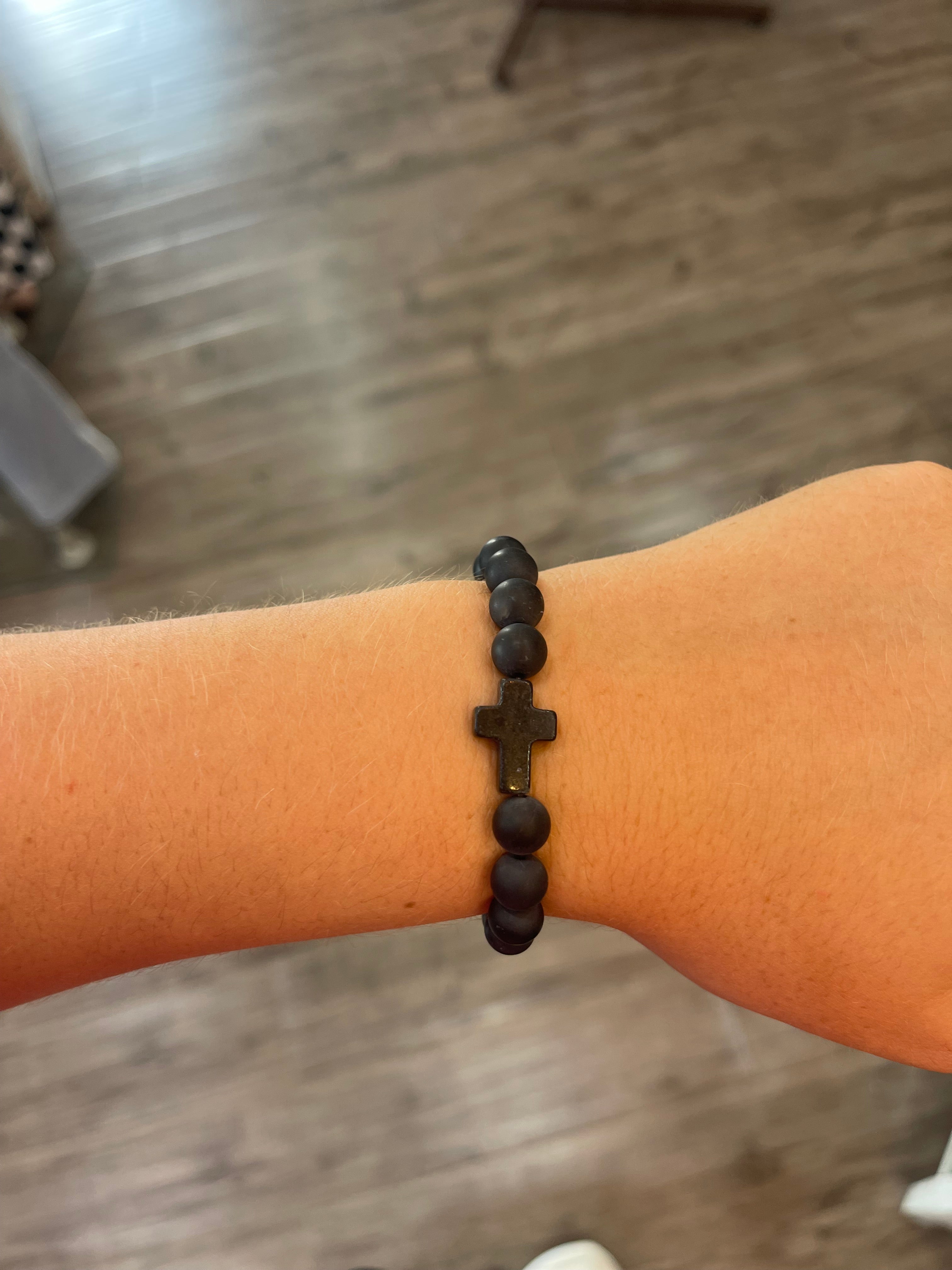 Classic Black Cross Bracelet by Elevated Faith