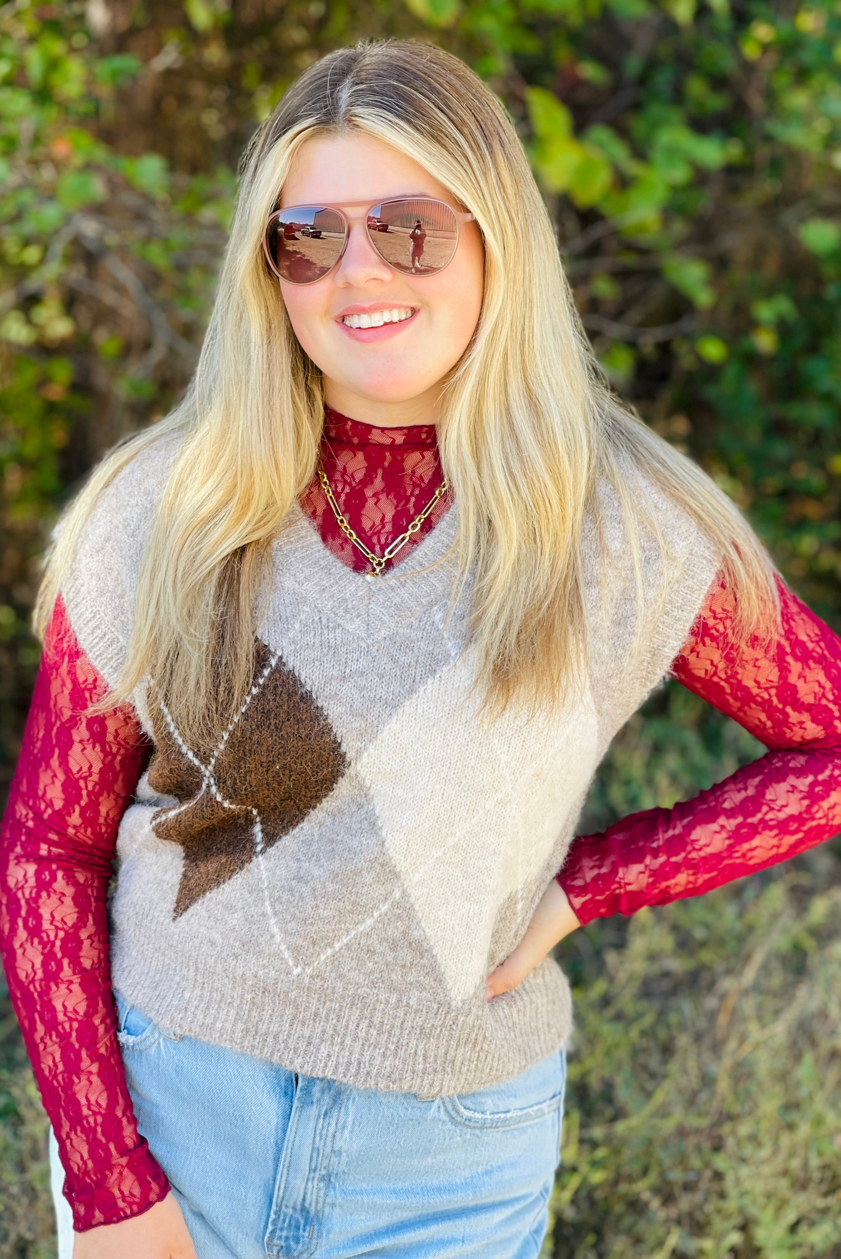 Annie Argyle Sweater Vest
