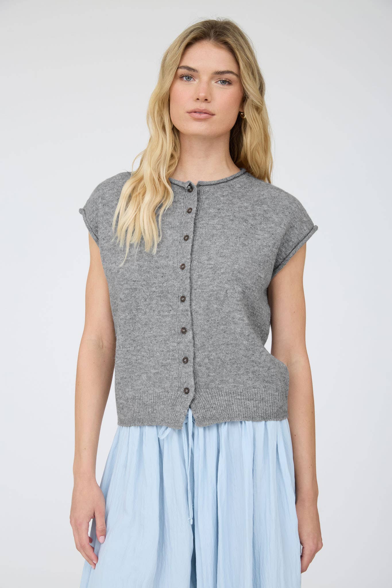 Lisa Raw Edge Sleeveless Cardigan