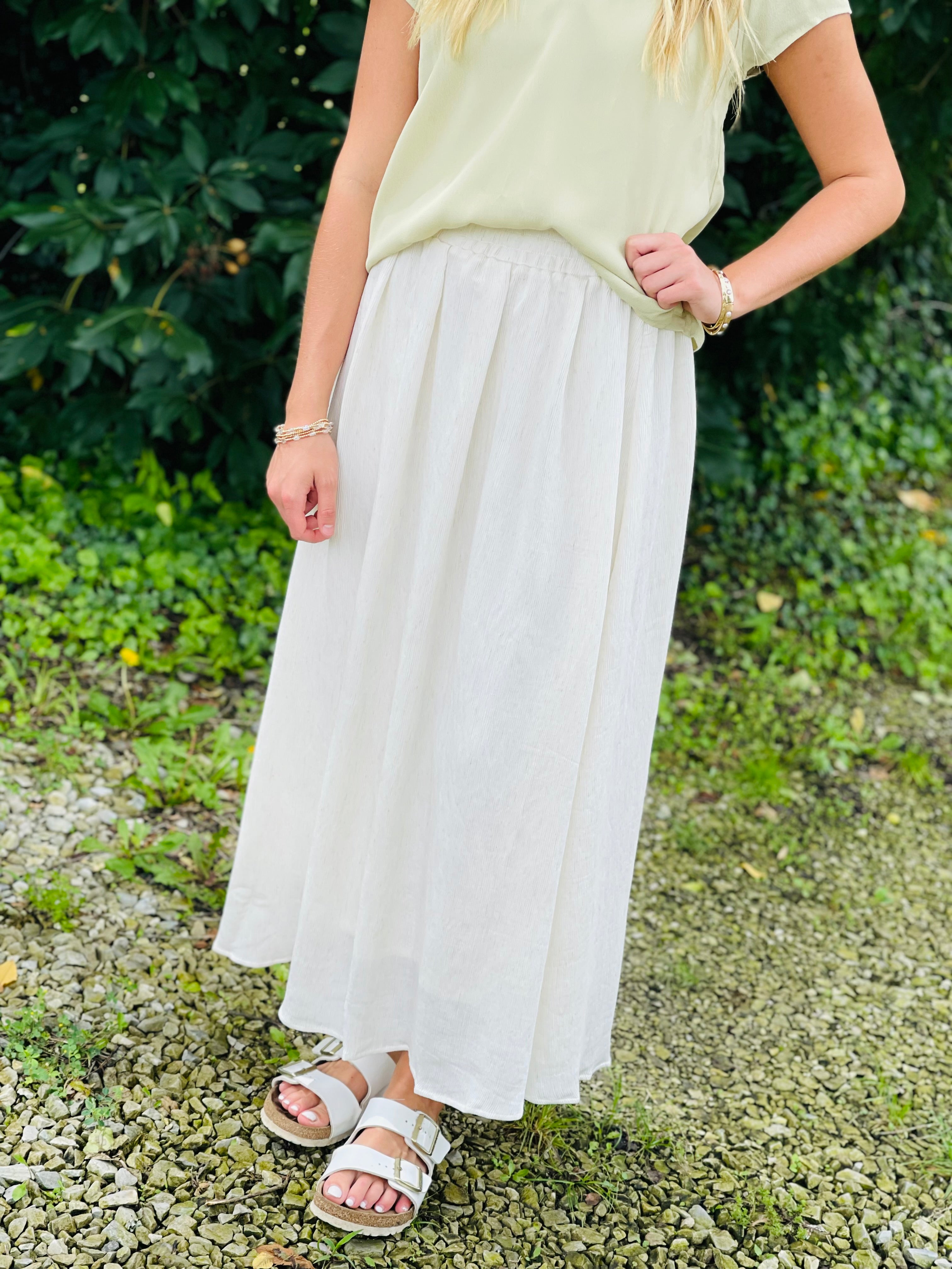 Cassie Crinkle Knit Midi Skirt
