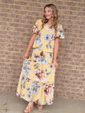 Savannah Floral puffed short sleeve top