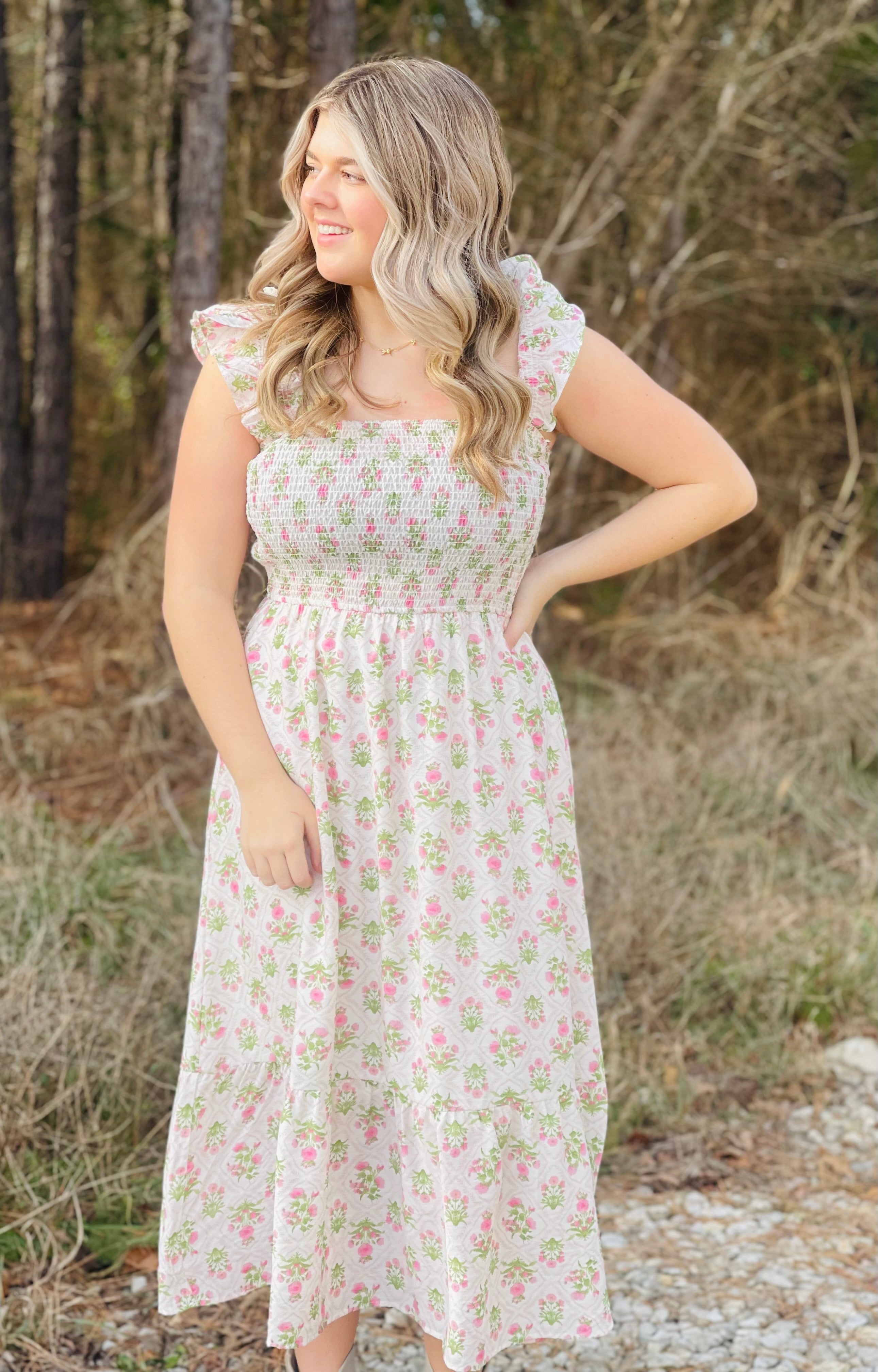 Mallory Floral Smocked Midi