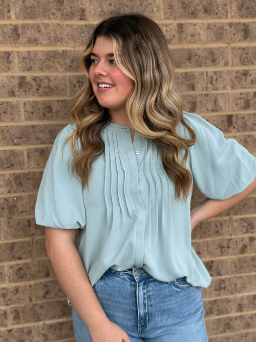 Audrey Pintuck Button Down Blouse