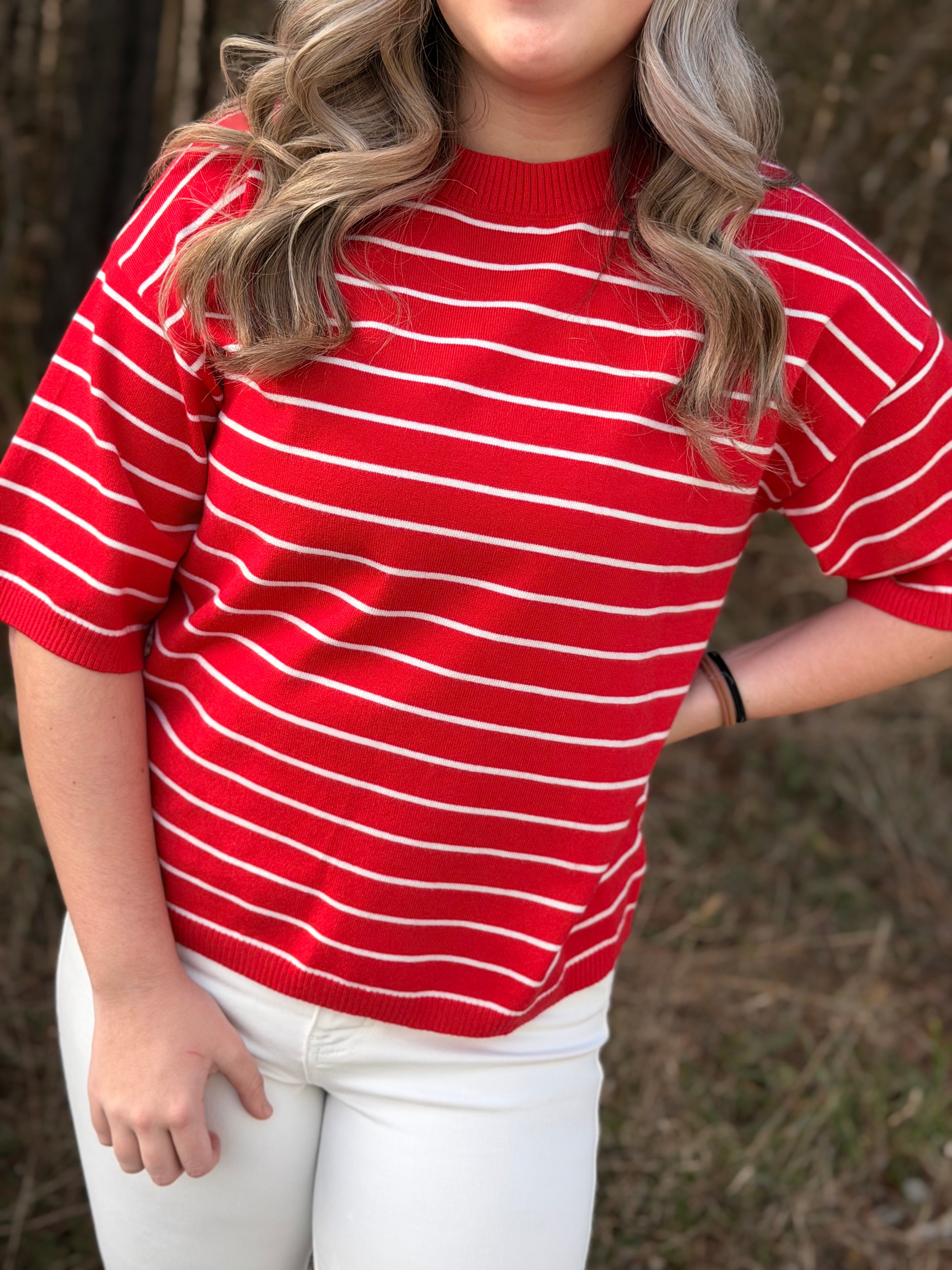 Kasey Striped Short Sleeve Top