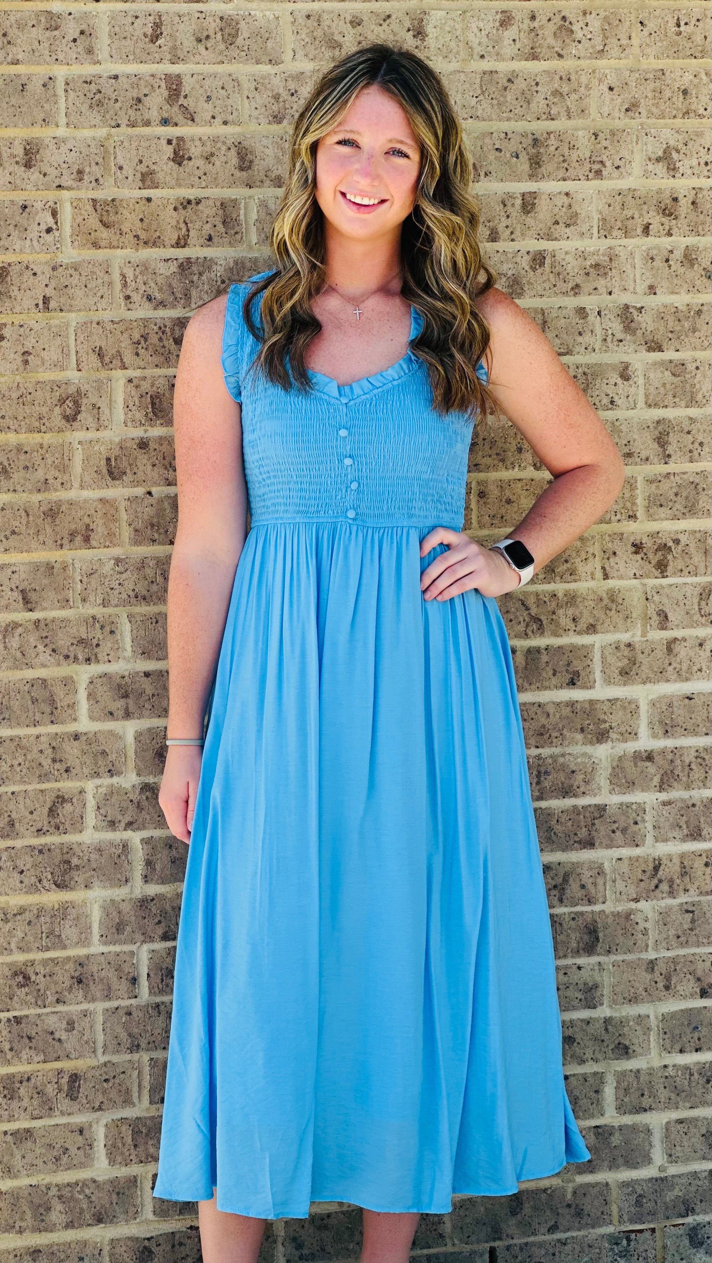 Sweetheart buttoned Midi Dress