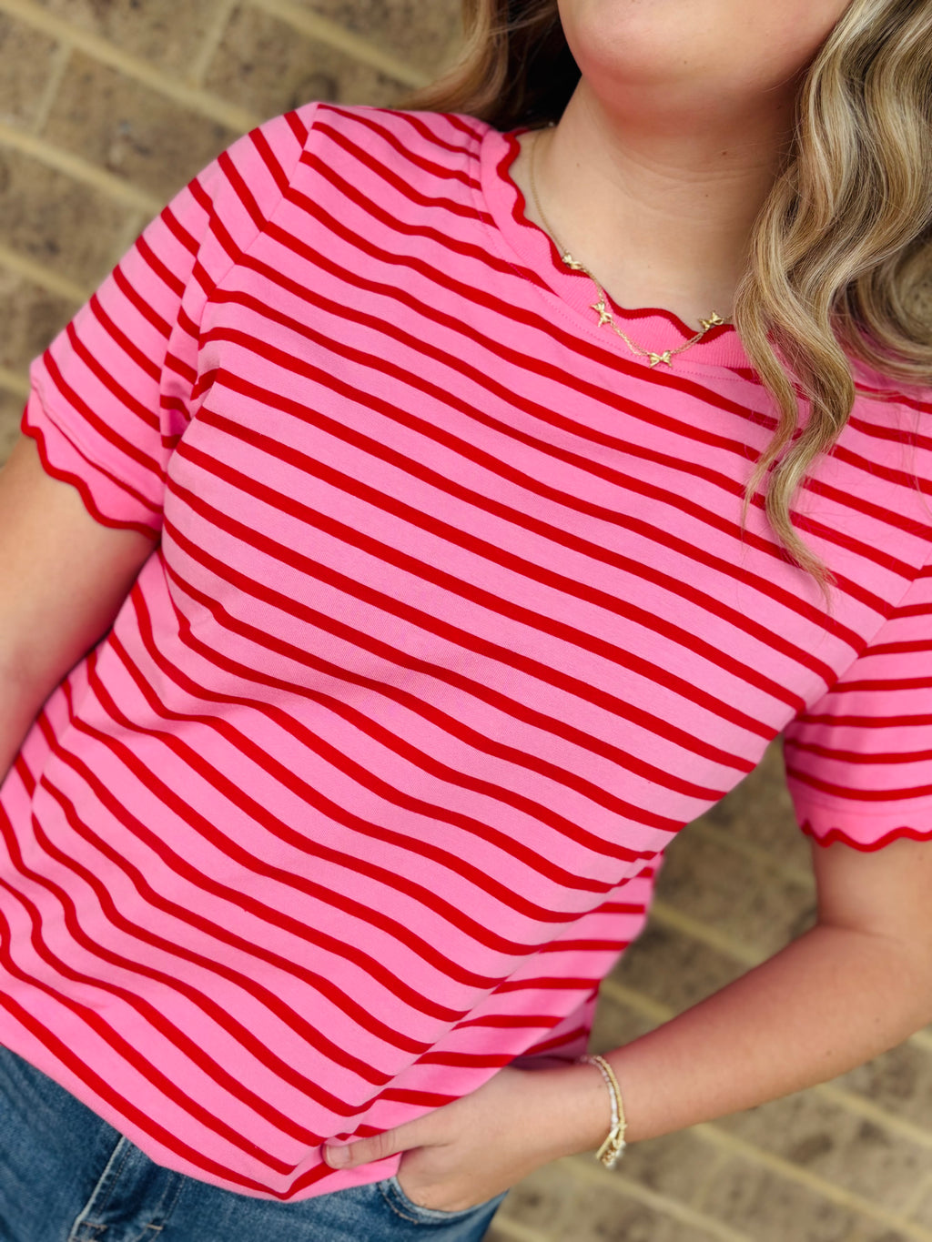 August Striped Scallop Top by PB