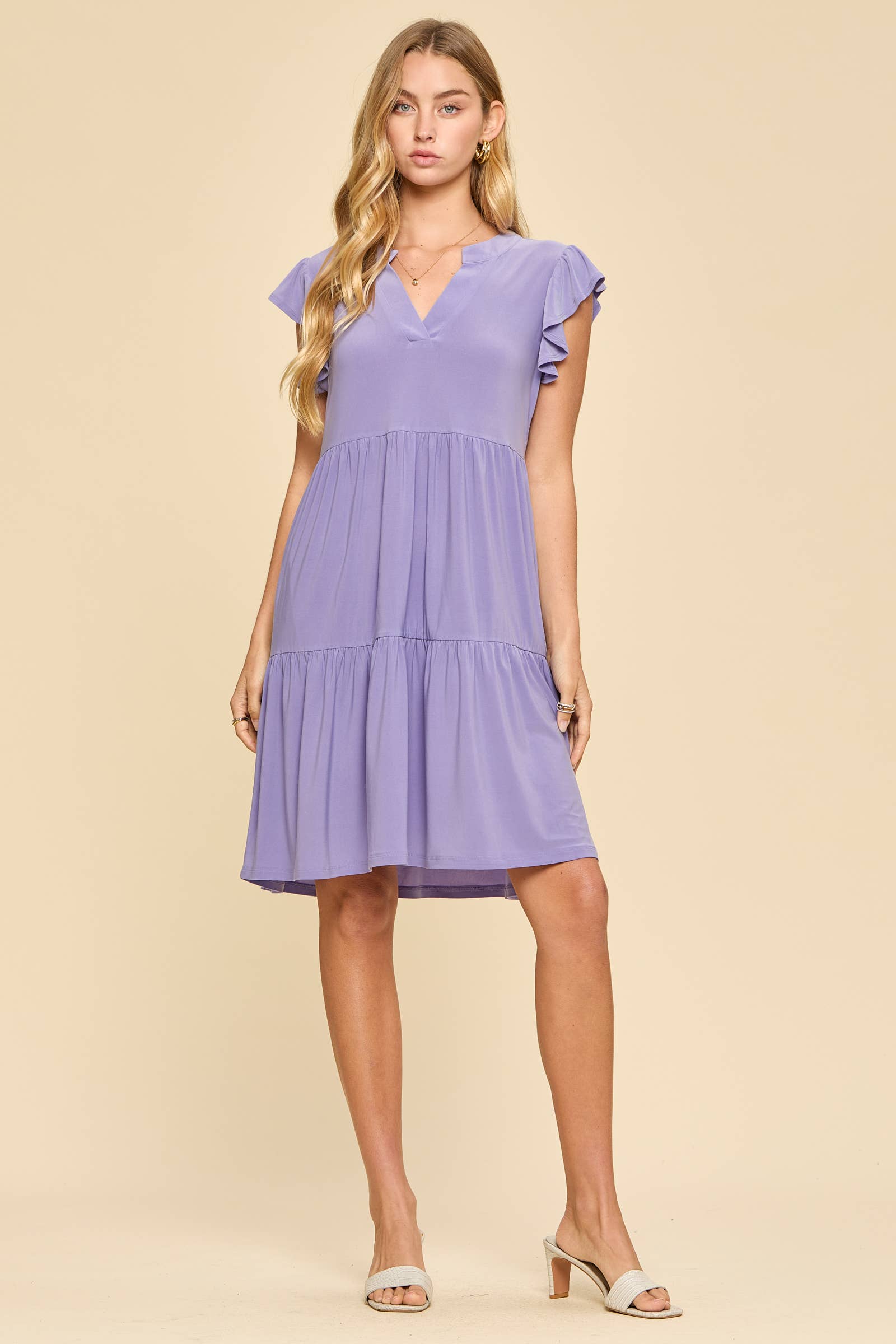 Brook Flutter Sleeve Tiered Forever Dress