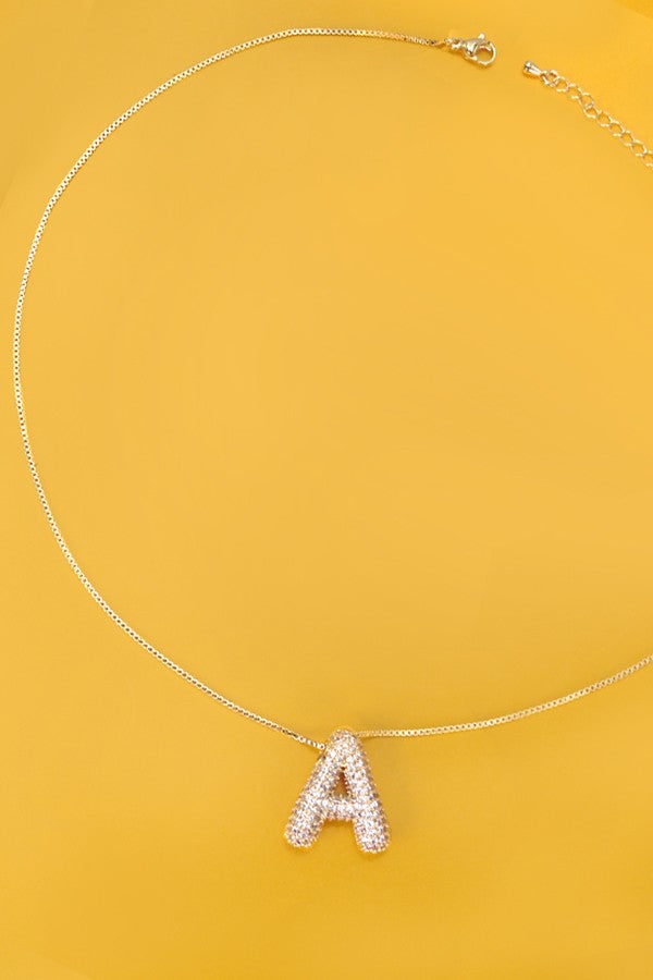 Initial Pave Rhinestone Necklace