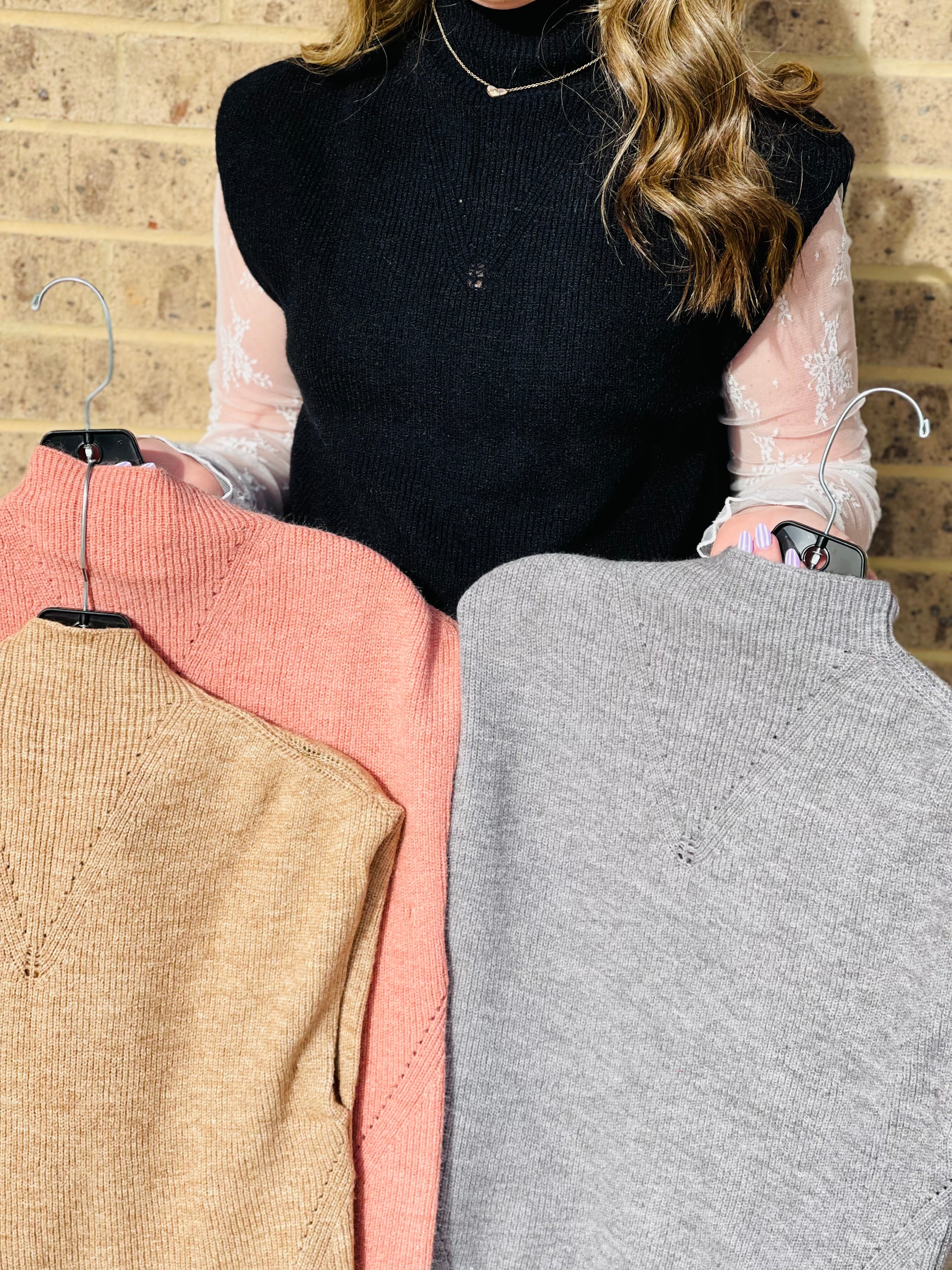 Sarah Mock Neck Sweater Vest