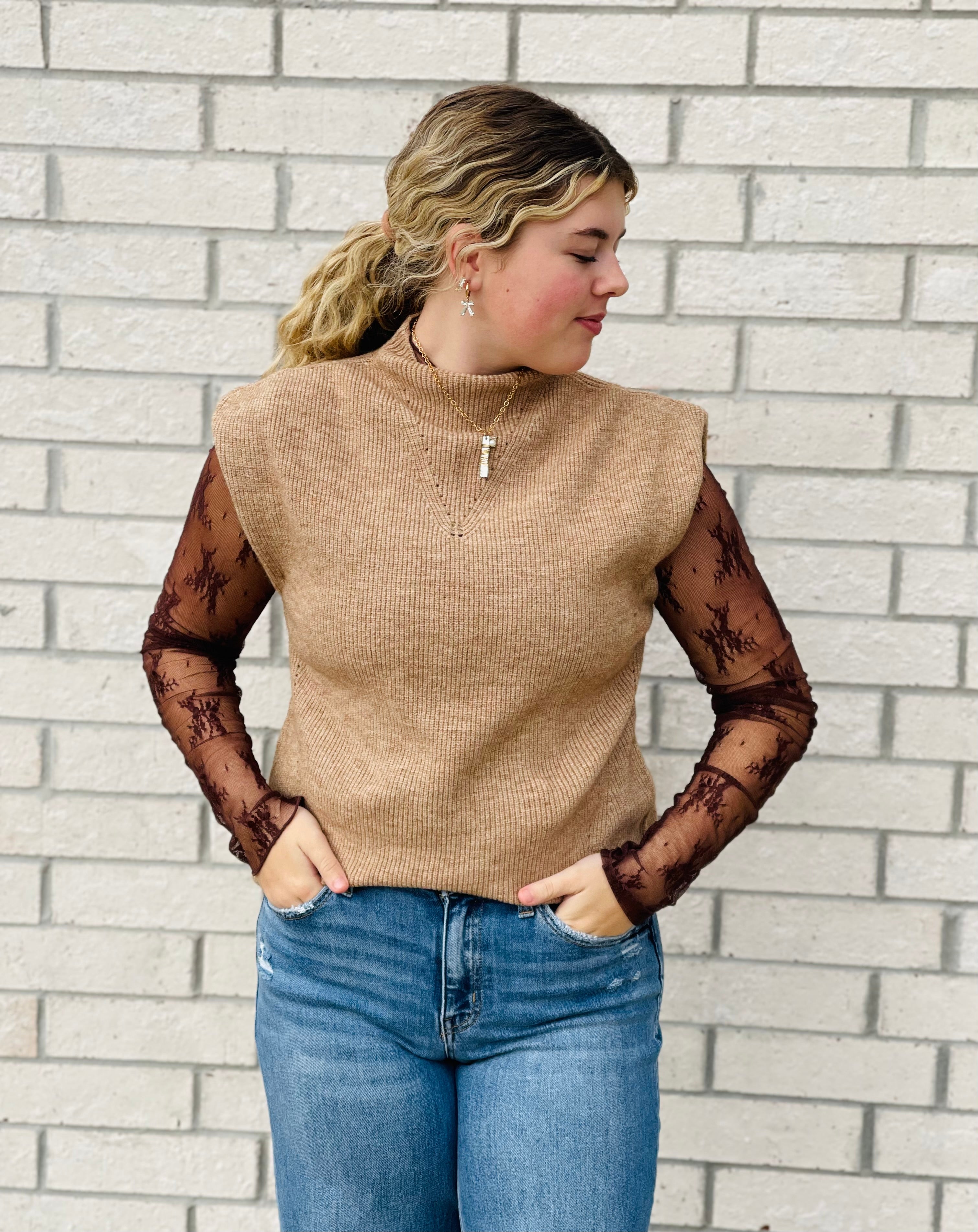 Sarah Mock Neck Sweater Vest