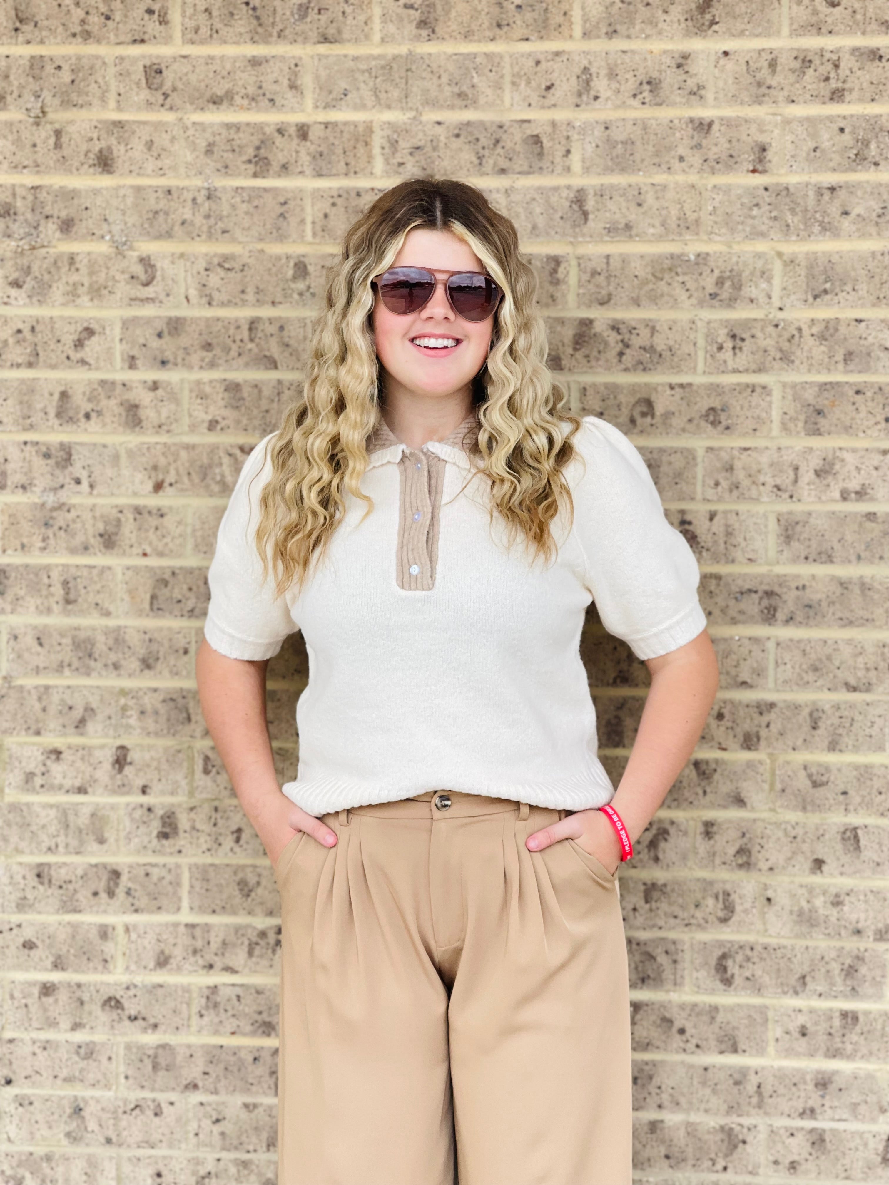 Sloane Collared Puff Sweater Top