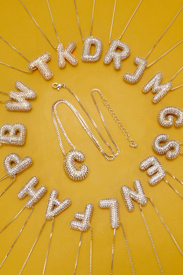 Initial Pave Rhinestone Necklace