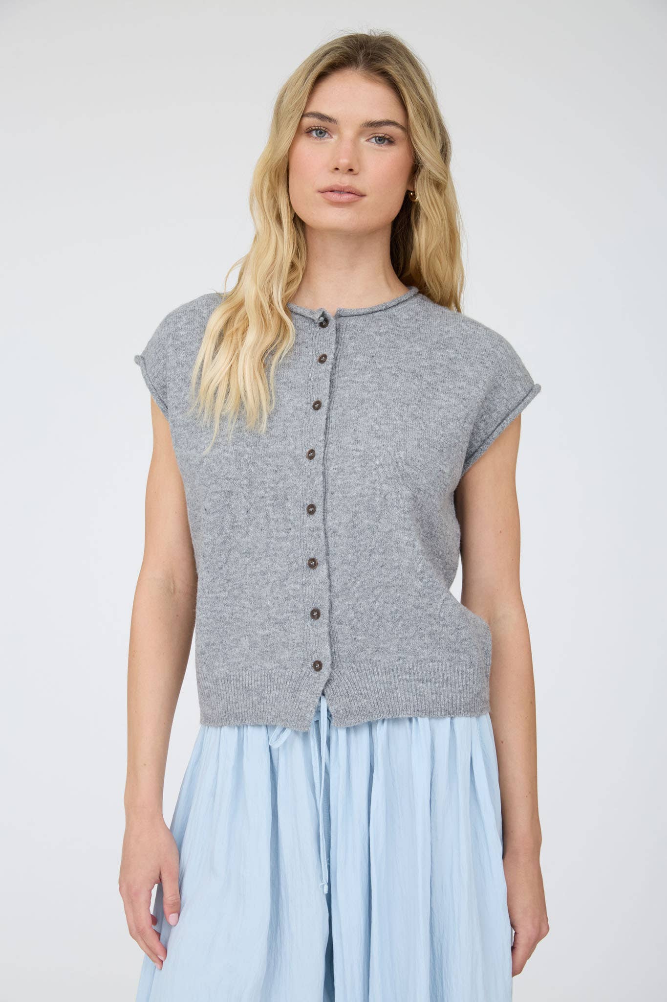 Lisa Raw Edge Sleeveless Cardigan