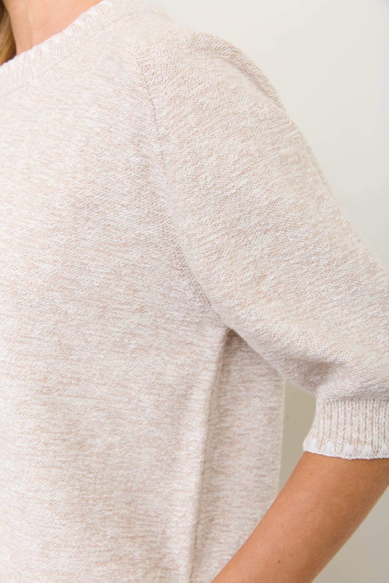 Heather Contrast Short Sleeve Sweater