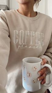 EMBROIDERED COFFEE PLEASE PULLOVER