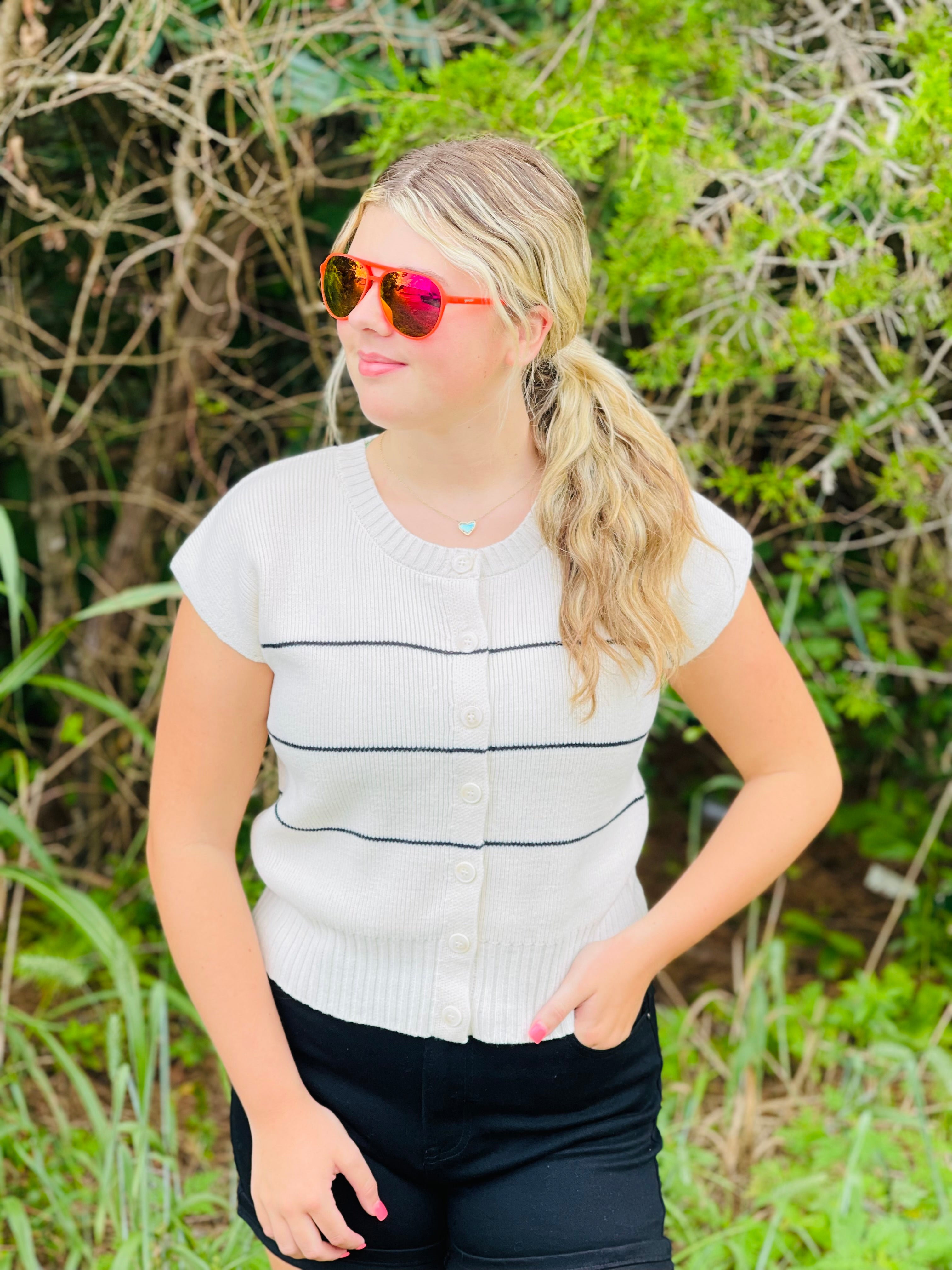 Casey Striped Button Down Cardi