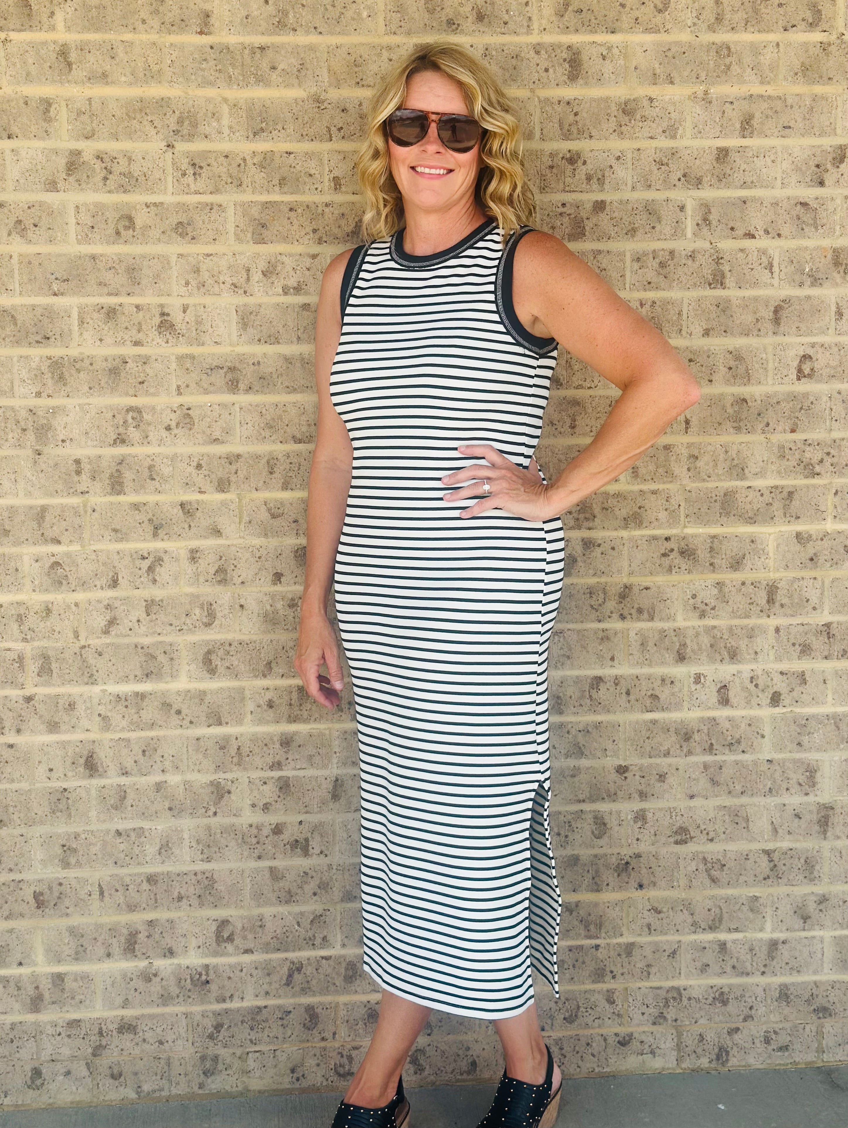 Claire Striped Midi Dress
