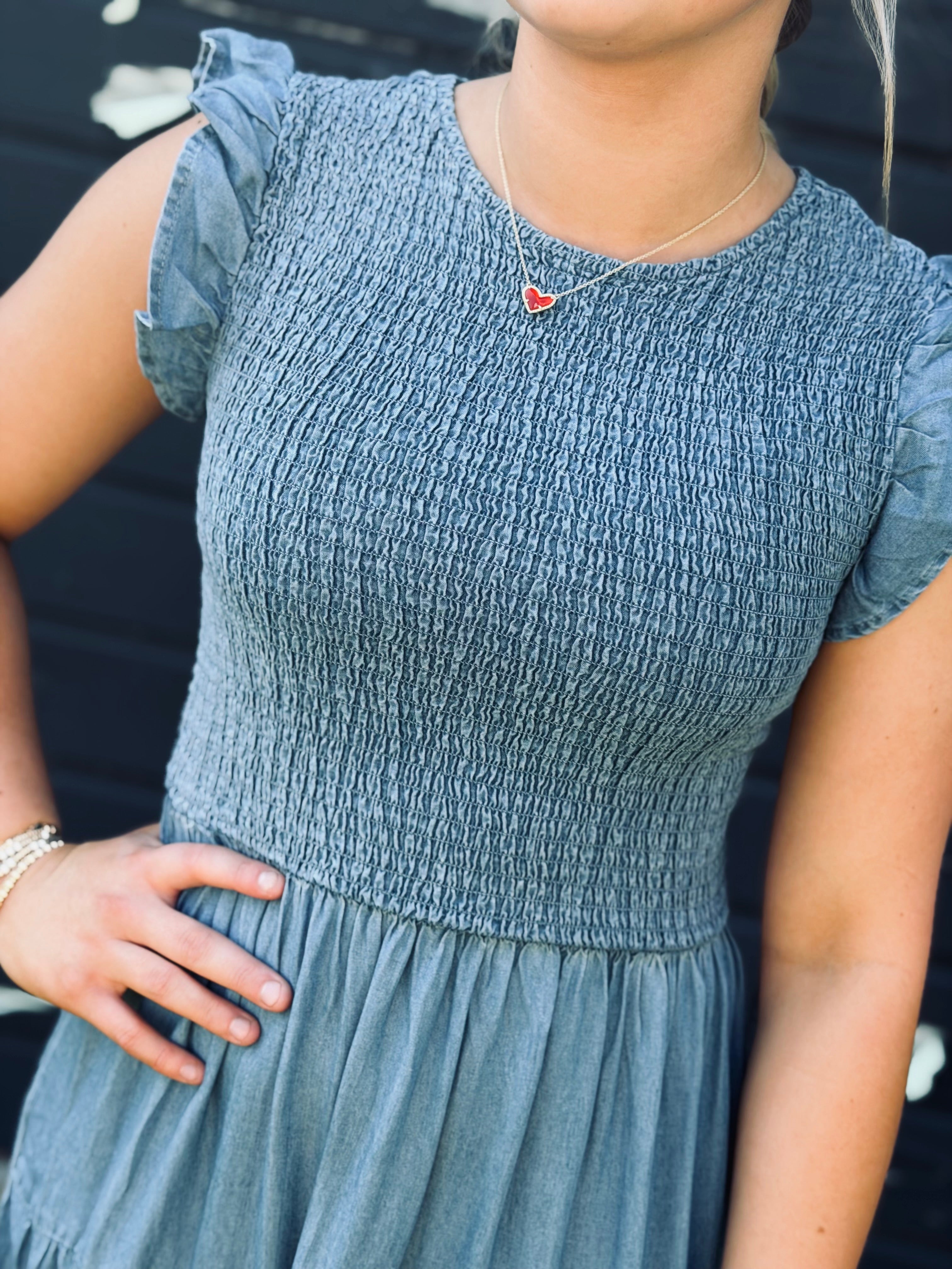 Heading West Chambray Tiered Mini