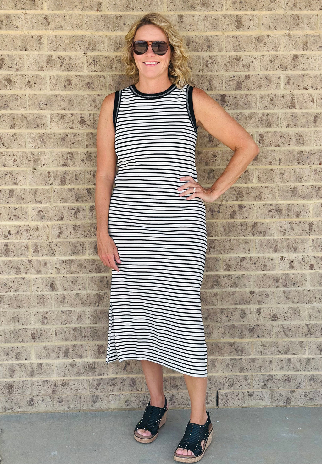 Claire Striped Midi Dress