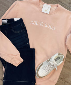 GOD IS GOOD EMBROIDERED PULLOVER