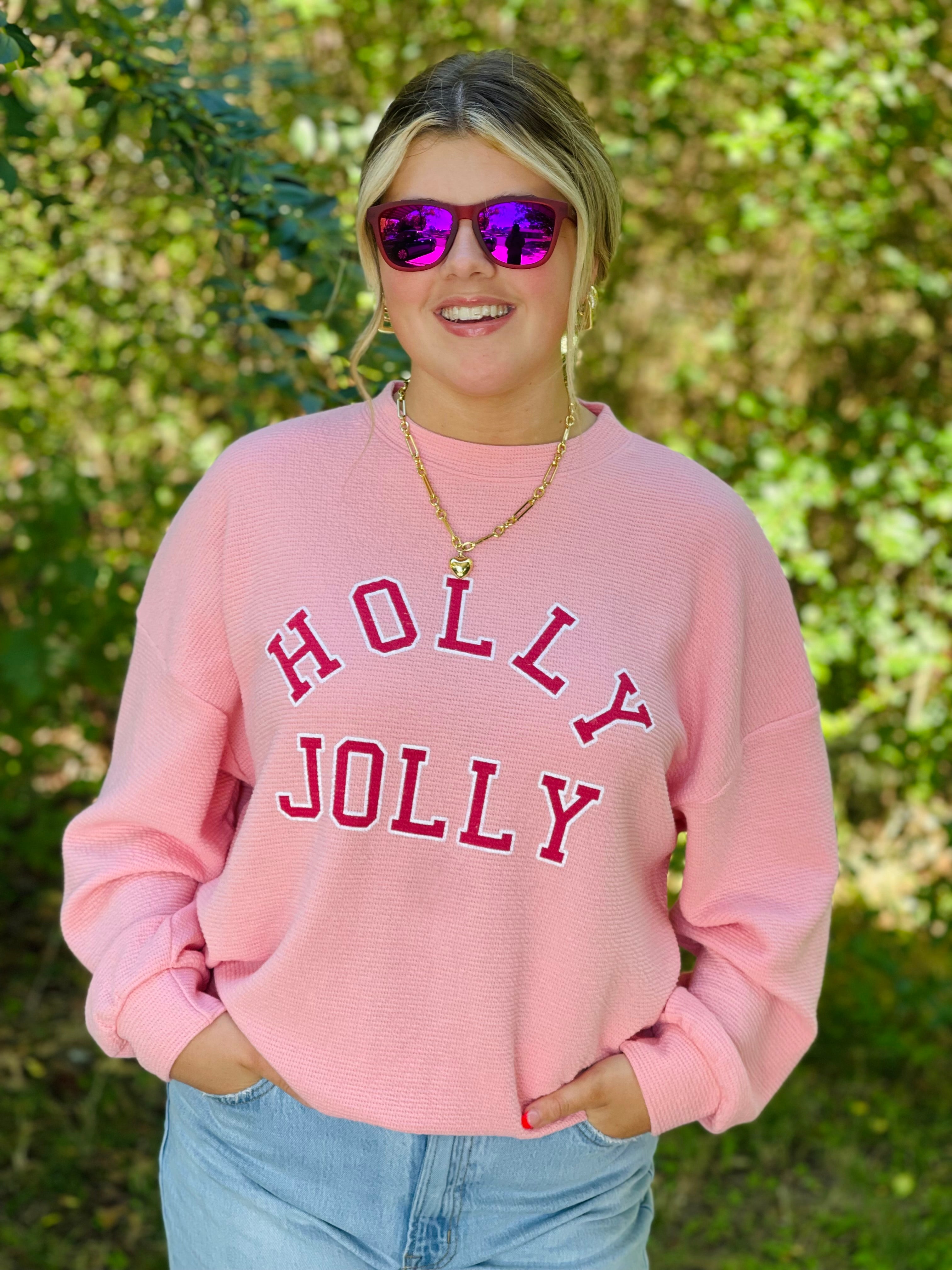 Cloudy Knit Holly Jolly Sweatshirt