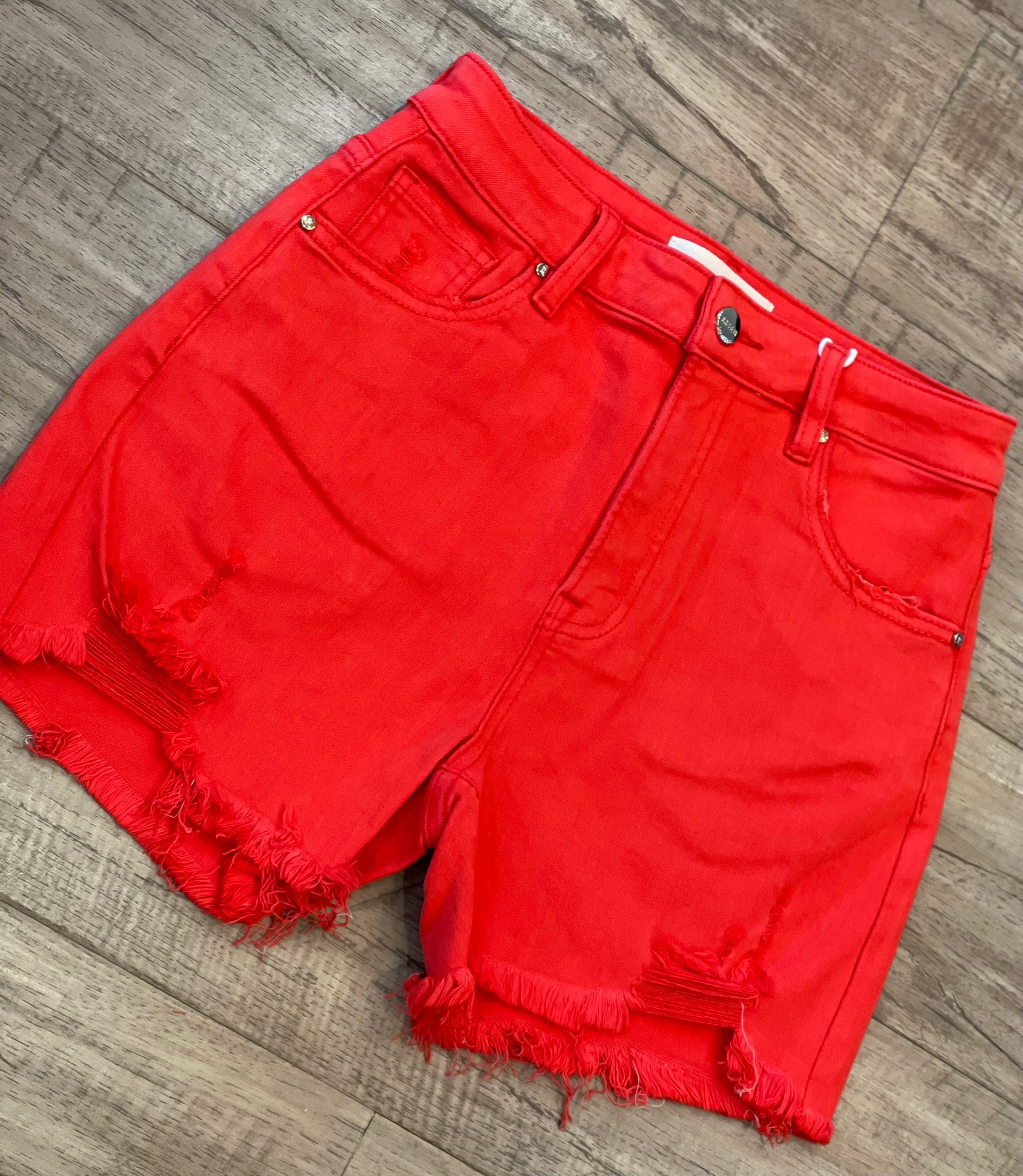 RISEN HIGH RISE DISTRESSED SHORTS