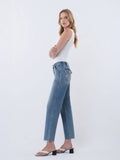 HIGH RISE PATCH POCKET SLIM WIDE JEANS