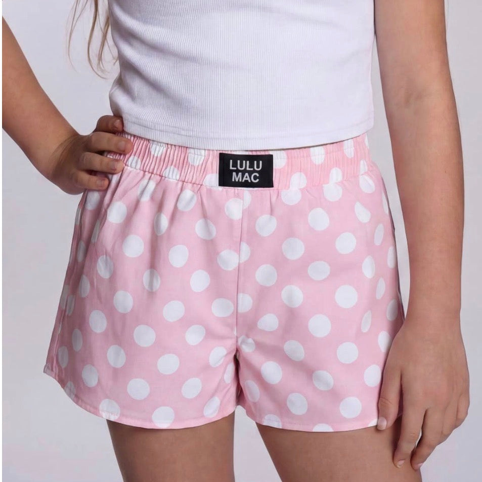 Lulu Mac Light Pink Polka Dot KIDS Shorts