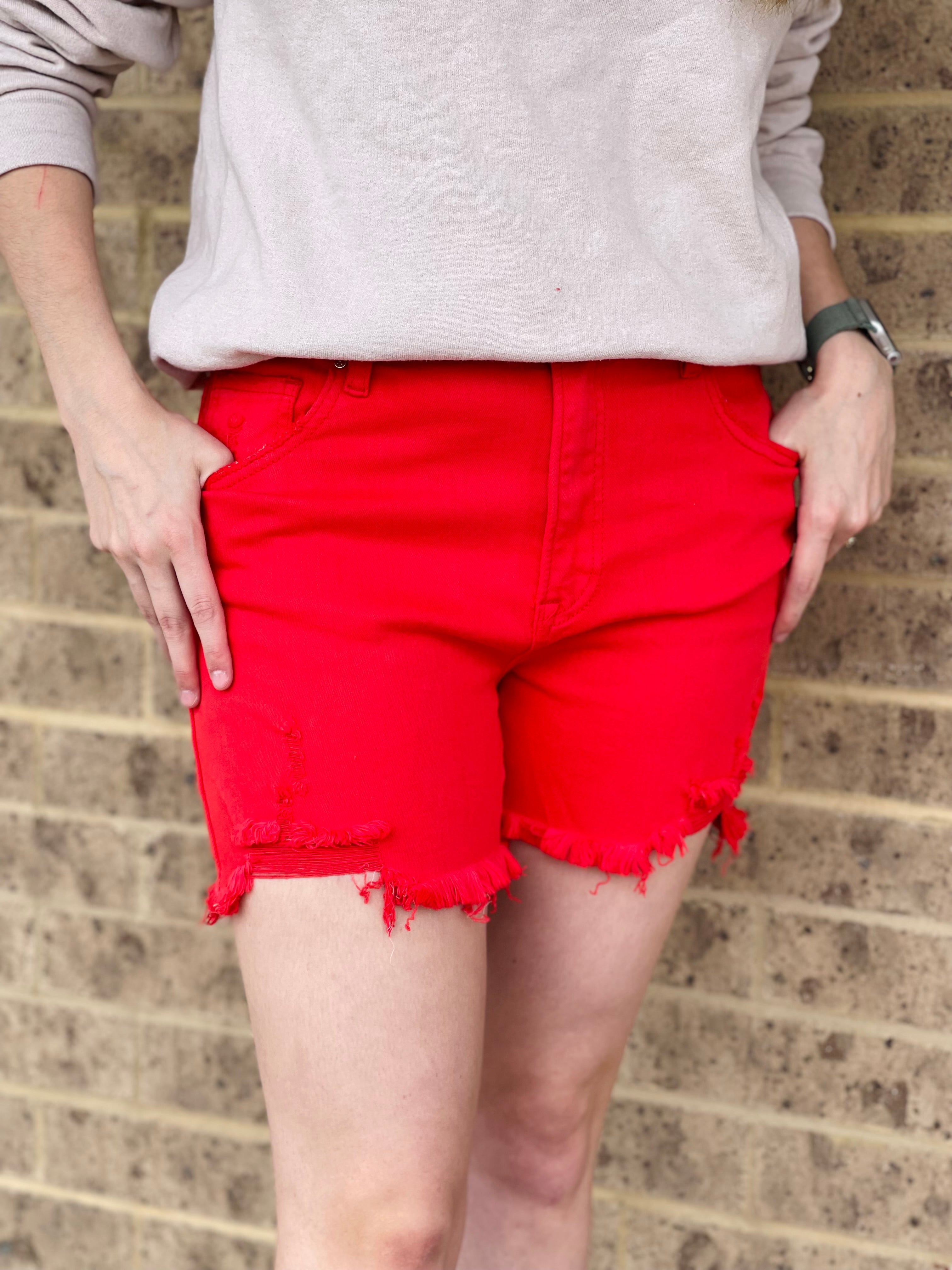 RISEN HIGH RISE DISTRESSED SHORTS