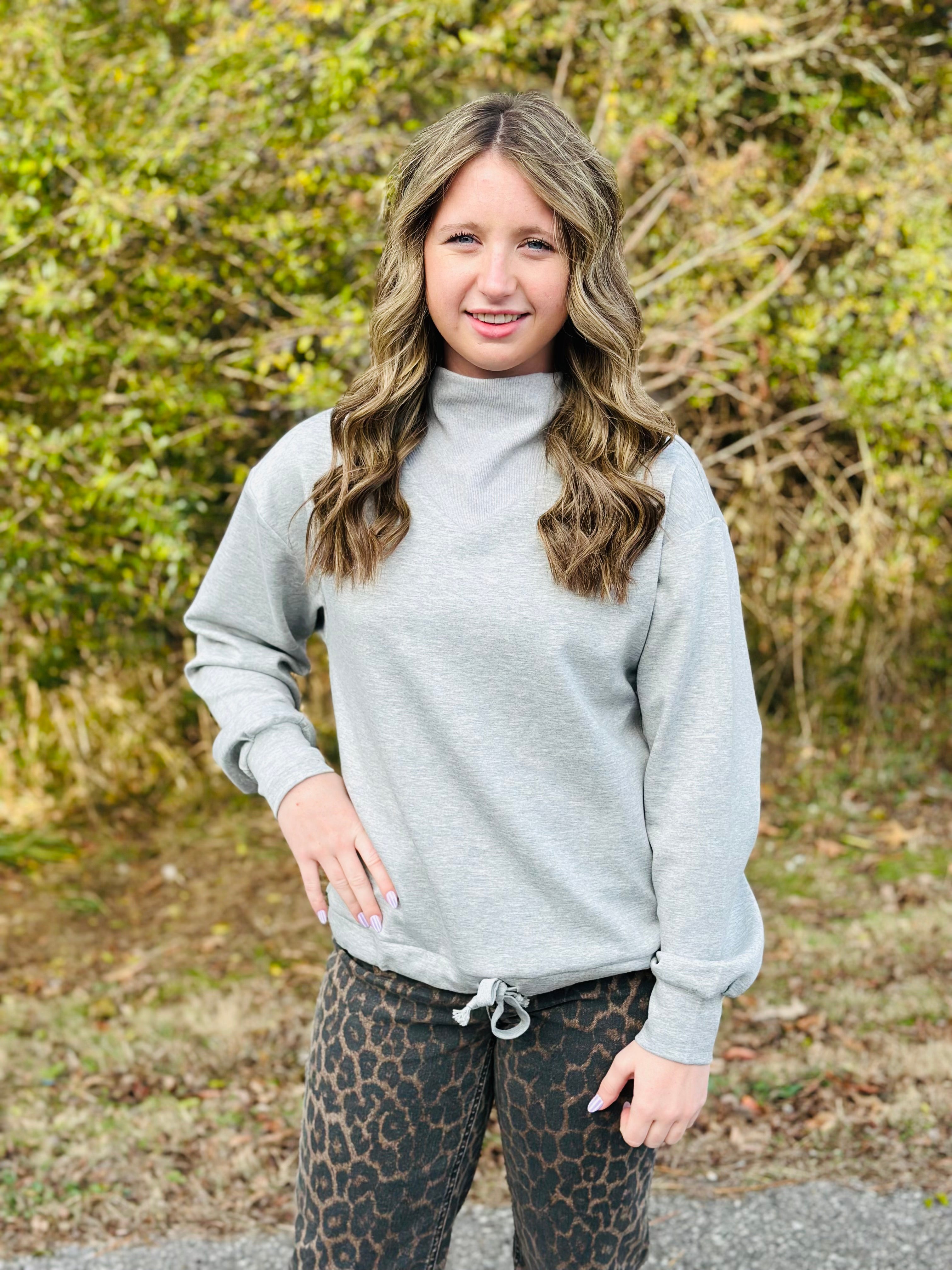 Leslie Drawstring Mock Neck