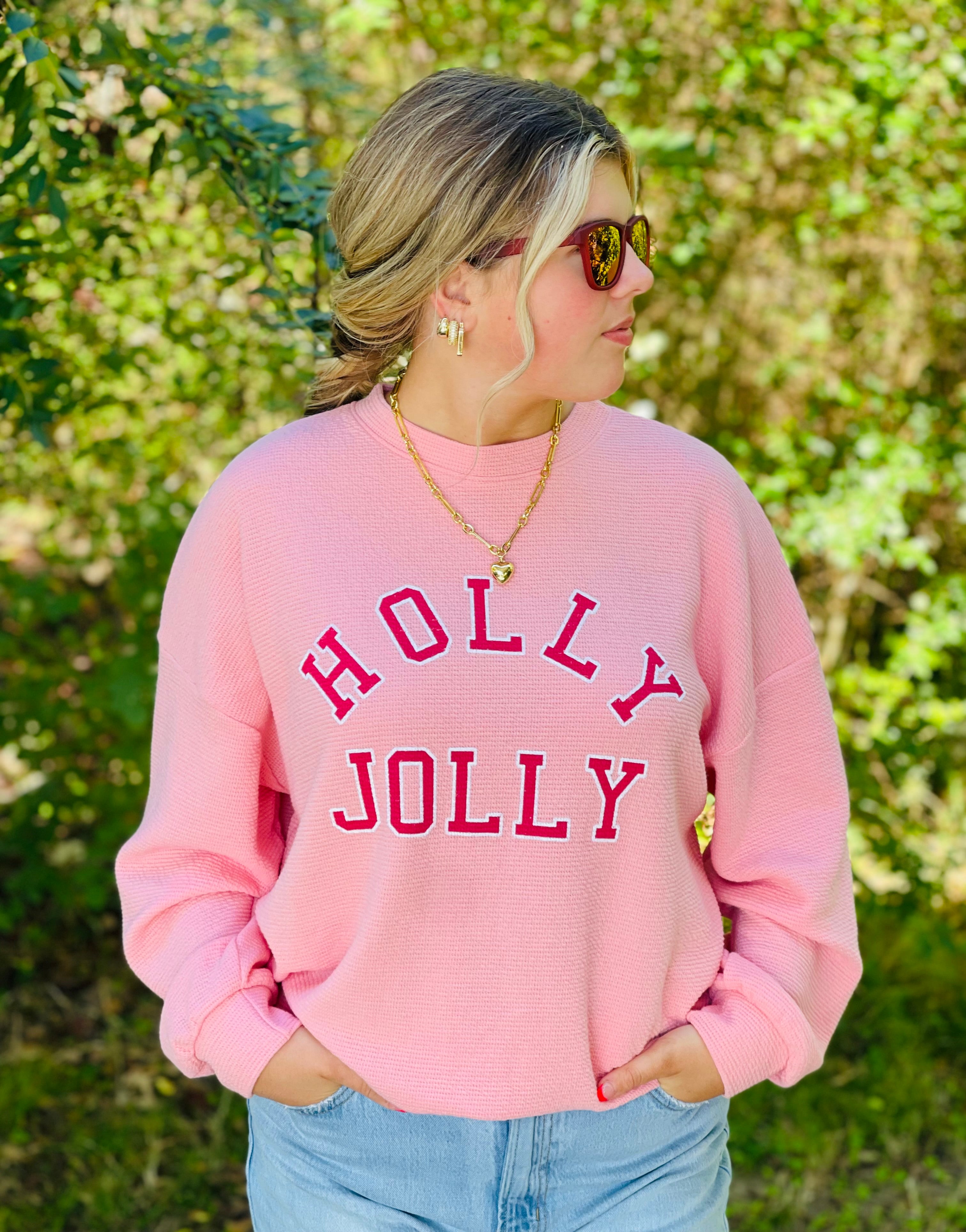 Cloudy Knit Holly Jolly Sweatshirt