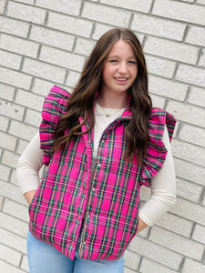 Be Real Pink Plaid Vest