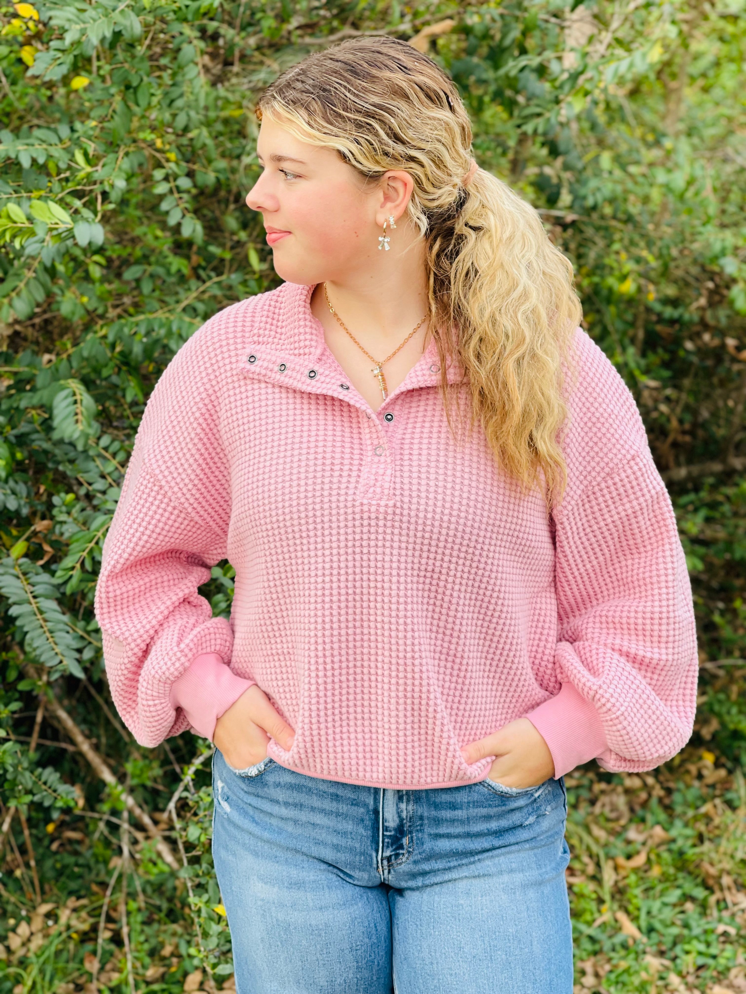 Lindsey Waffle Pullover
