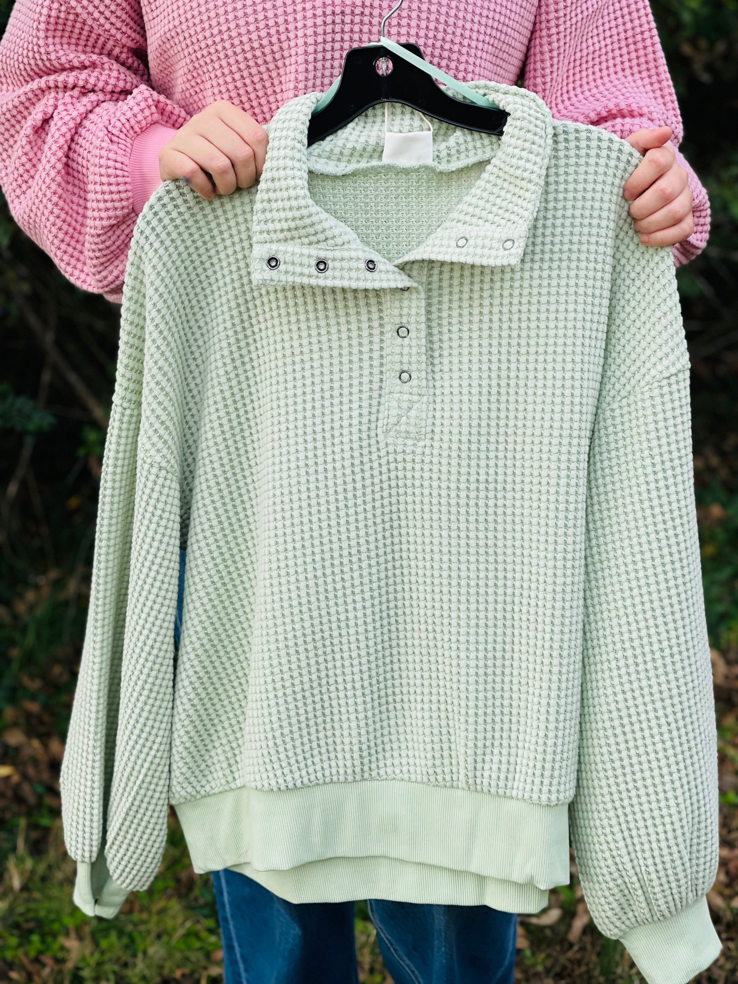Lindsey Waffle Pullover