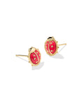 Ladybug Stud Earrings Gold Red Magnesite