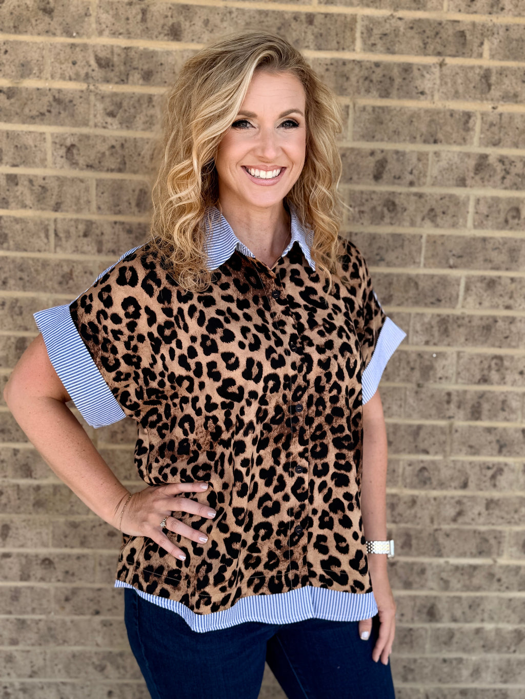 Leopard Sunset Button Up