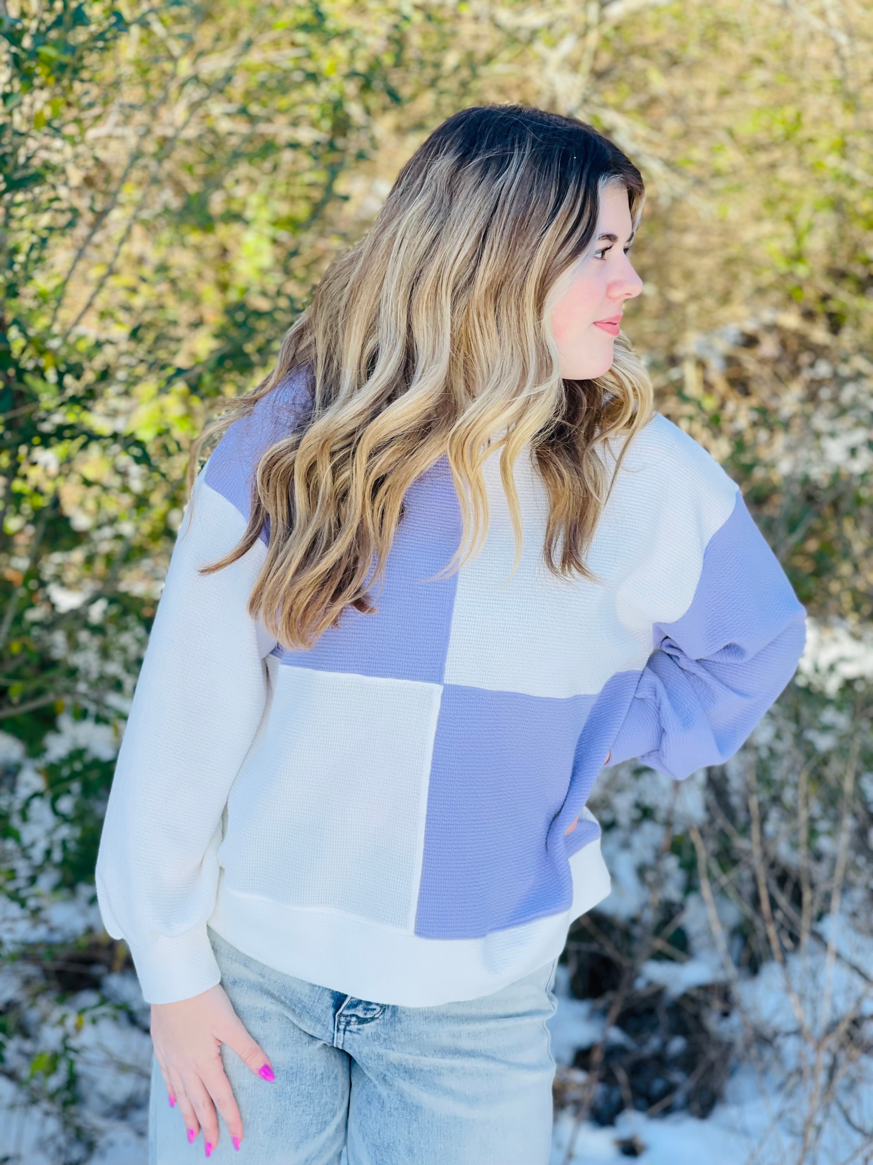 SO INTO YOU COLORBLOCK CLOUD KNIT TOP