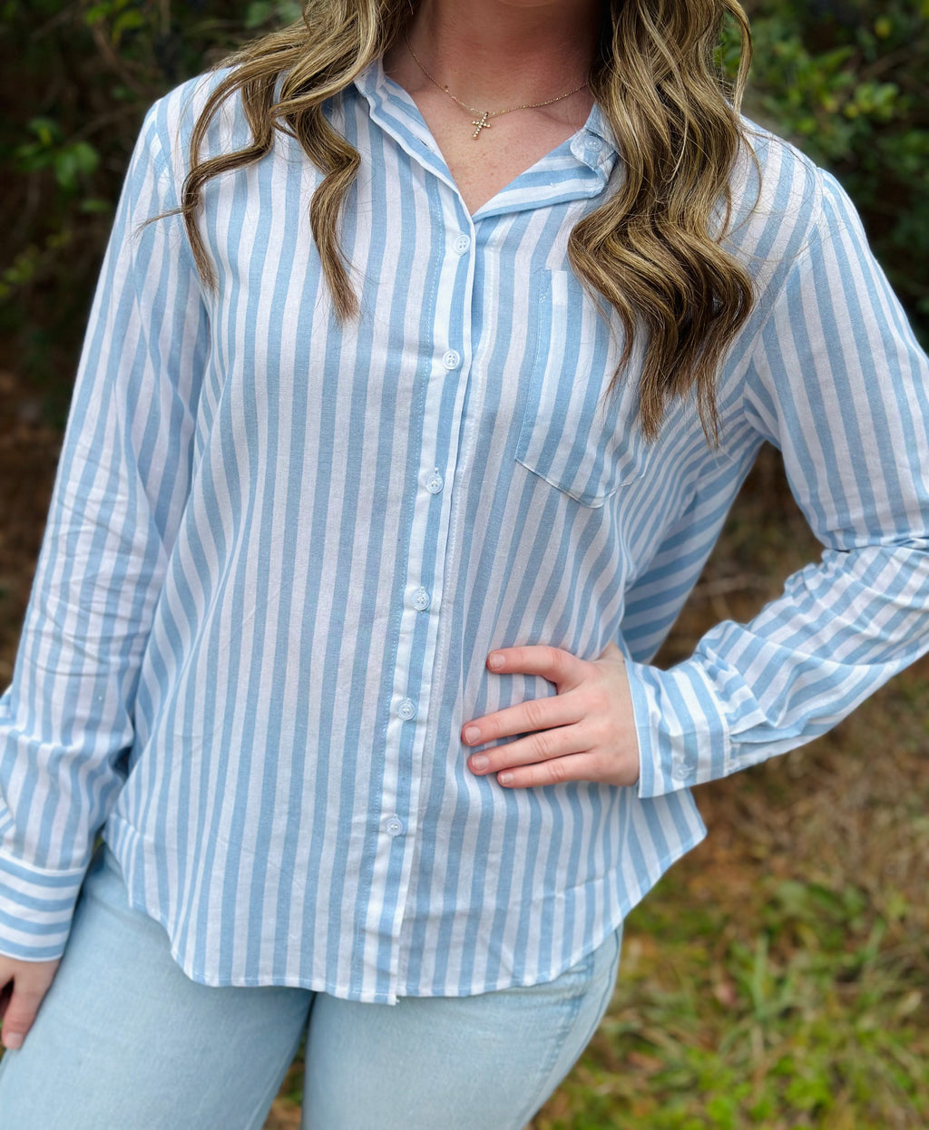 Jill Collared Striped Top